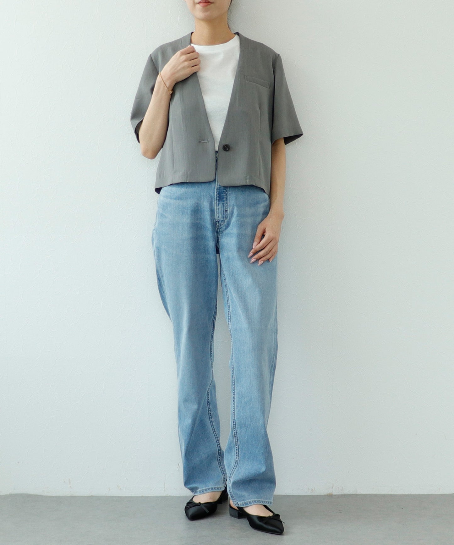 《予約商品》【セット対応】リラックスツイル ハーフスリーブジャケット