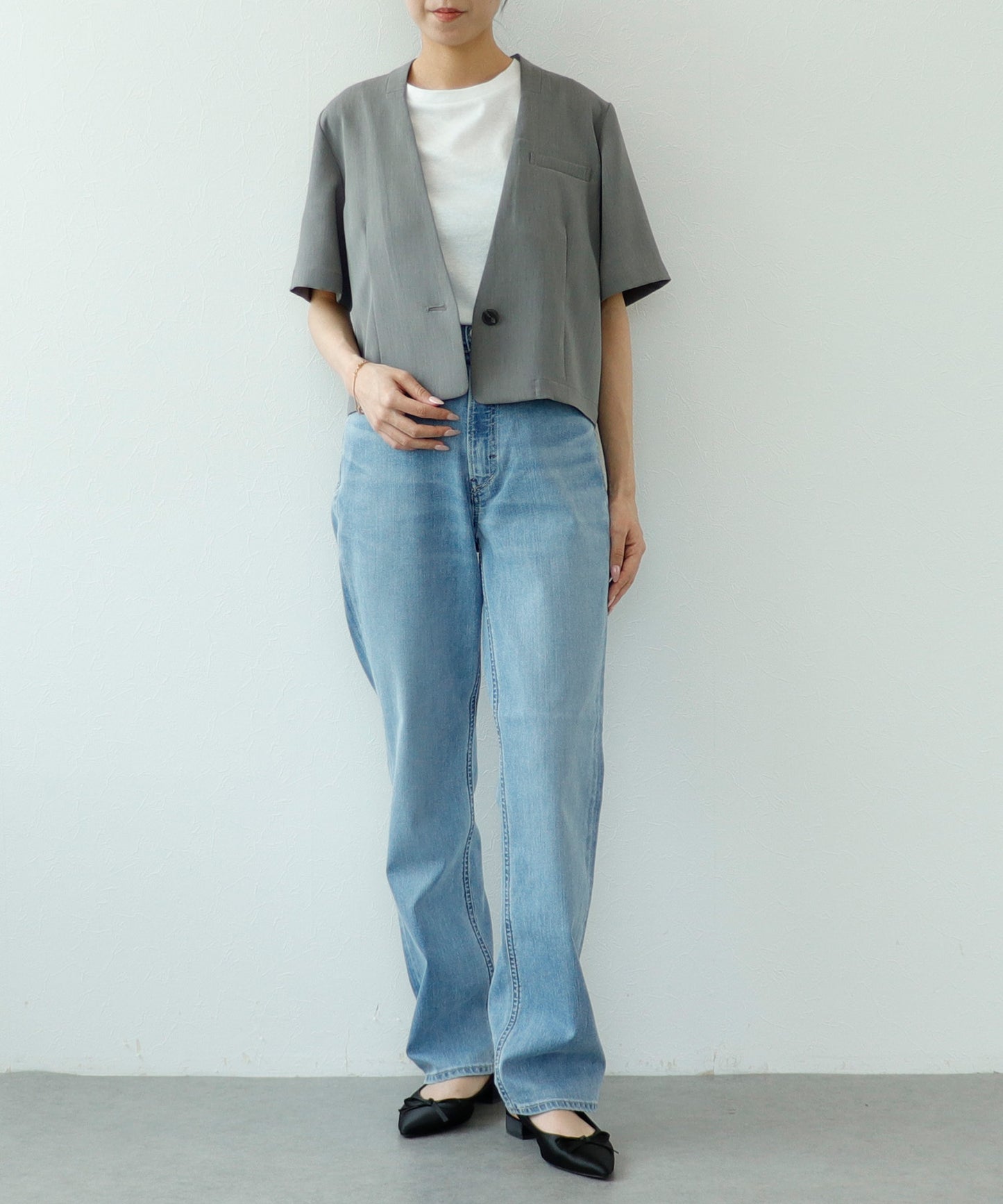 《予約商品》【セット対応】リラックスツイル ハーフスリーブジャケット