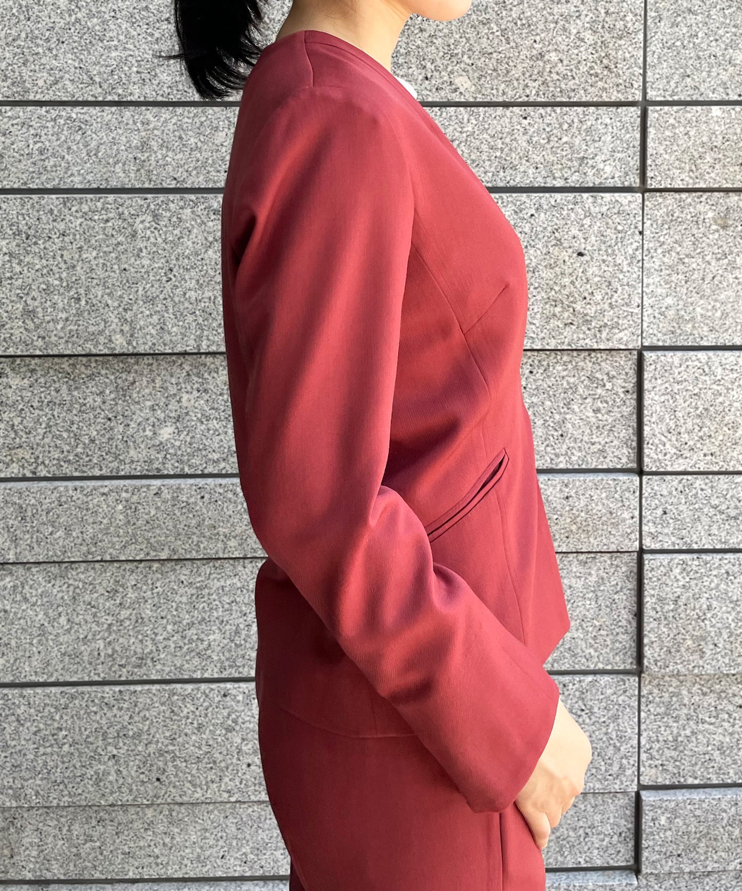 【セット対応】100%エコウールノーカラージャケット
