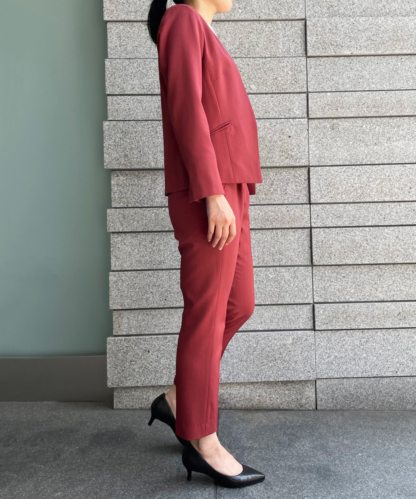 【セット対応】100%エコウールテーパードパンツ