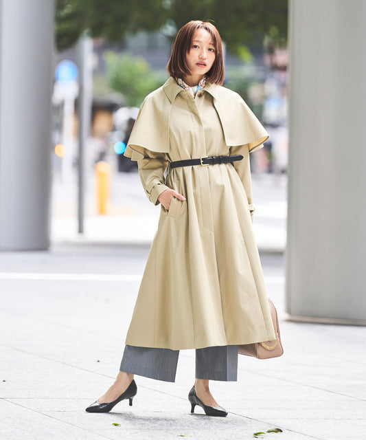 【Premium】ケープ付きステンカラーコート