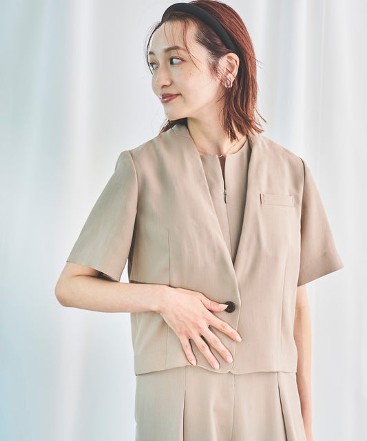 《予約商品》【セット対応】リラックスツイル ハーフスリーブジャケット