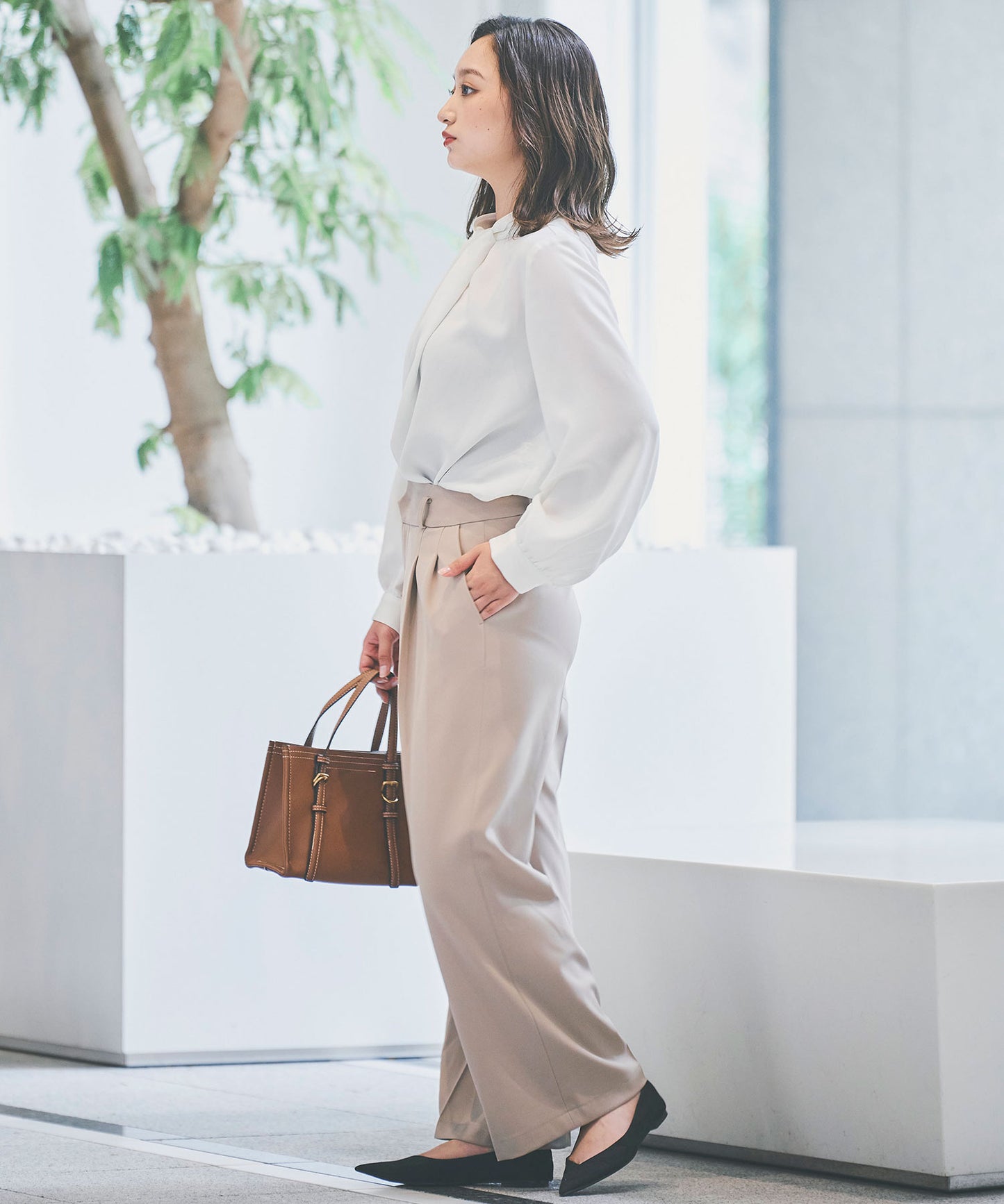 《予約商品  9/19 13:00まで10％OFF》【セット対応】ダブルクロスハイウエストワイドパンツ