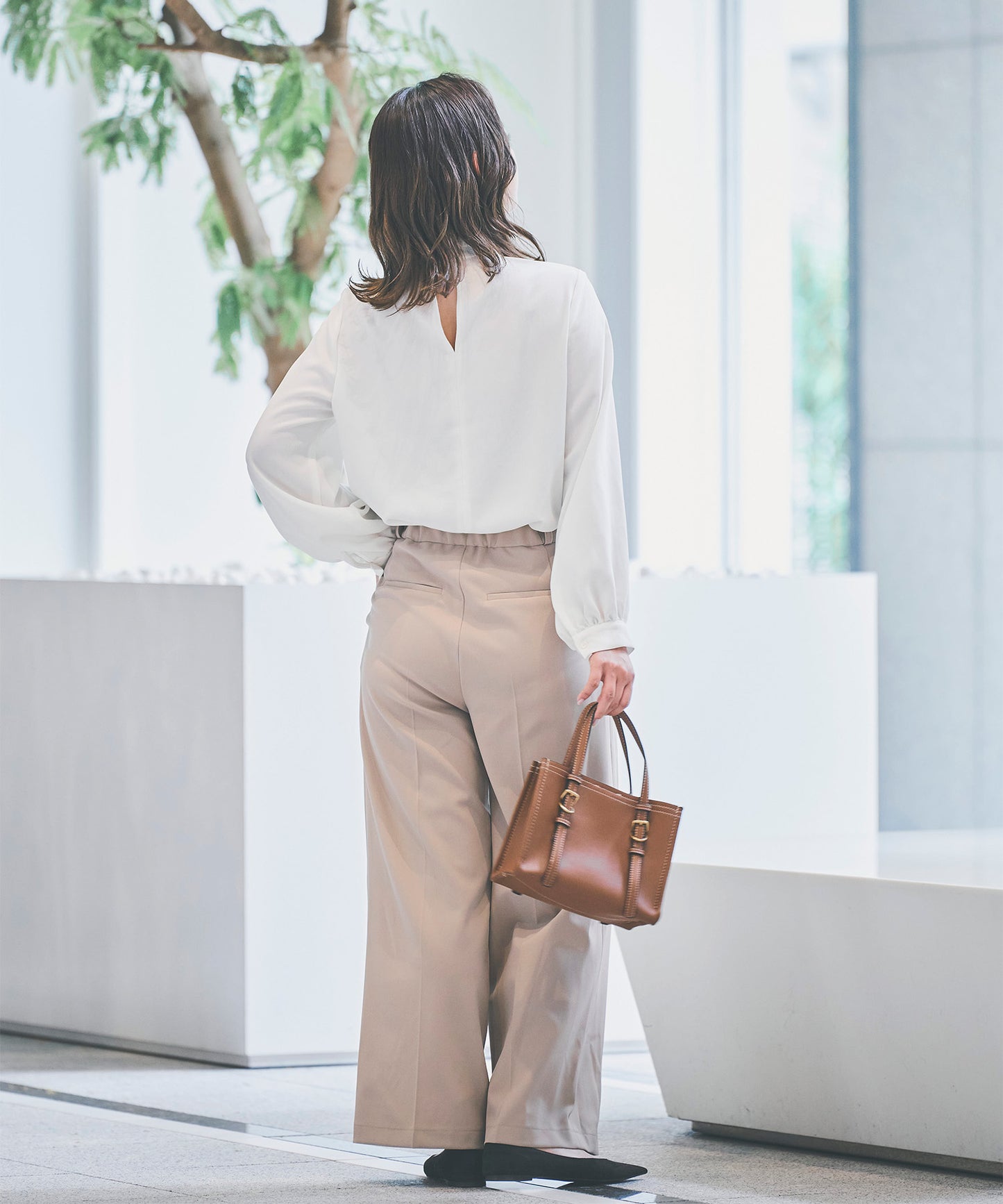 《予約商品  9/17 13:00まで10％OFF》【セット対応】ダブルクロスハイウエストワイドパンツ