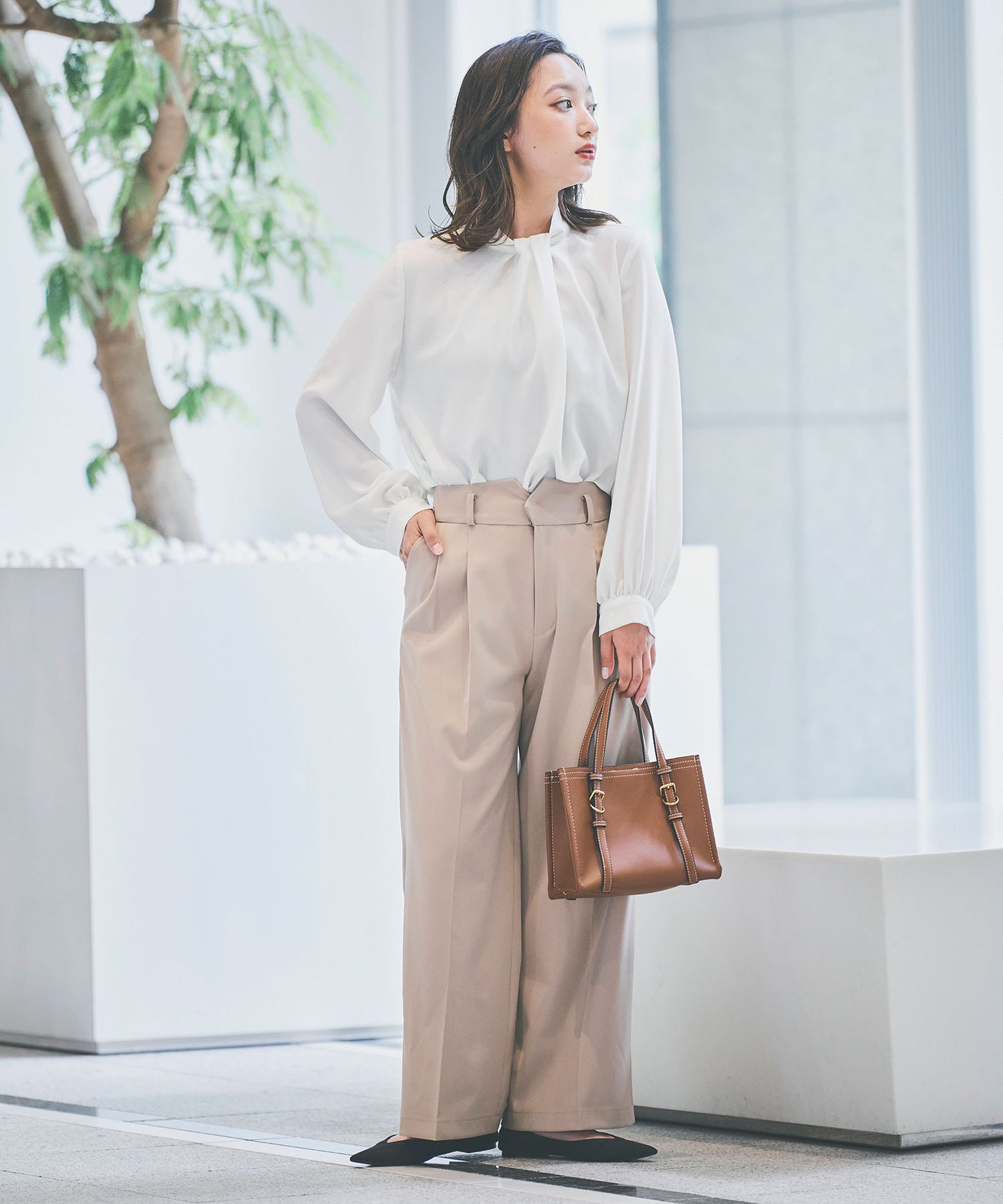 《予約商品  9/19 13:00まで10％OFF》【セット対応】ダブルクロスハイウエストワイドパンツ