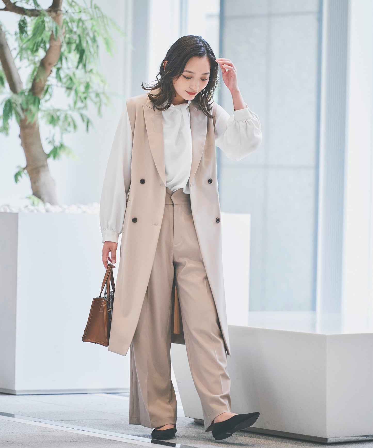 《予約商品  9/17 13:00まで10％OFF》【セット対応】ダブルクロスハイウエストワイドパンツ