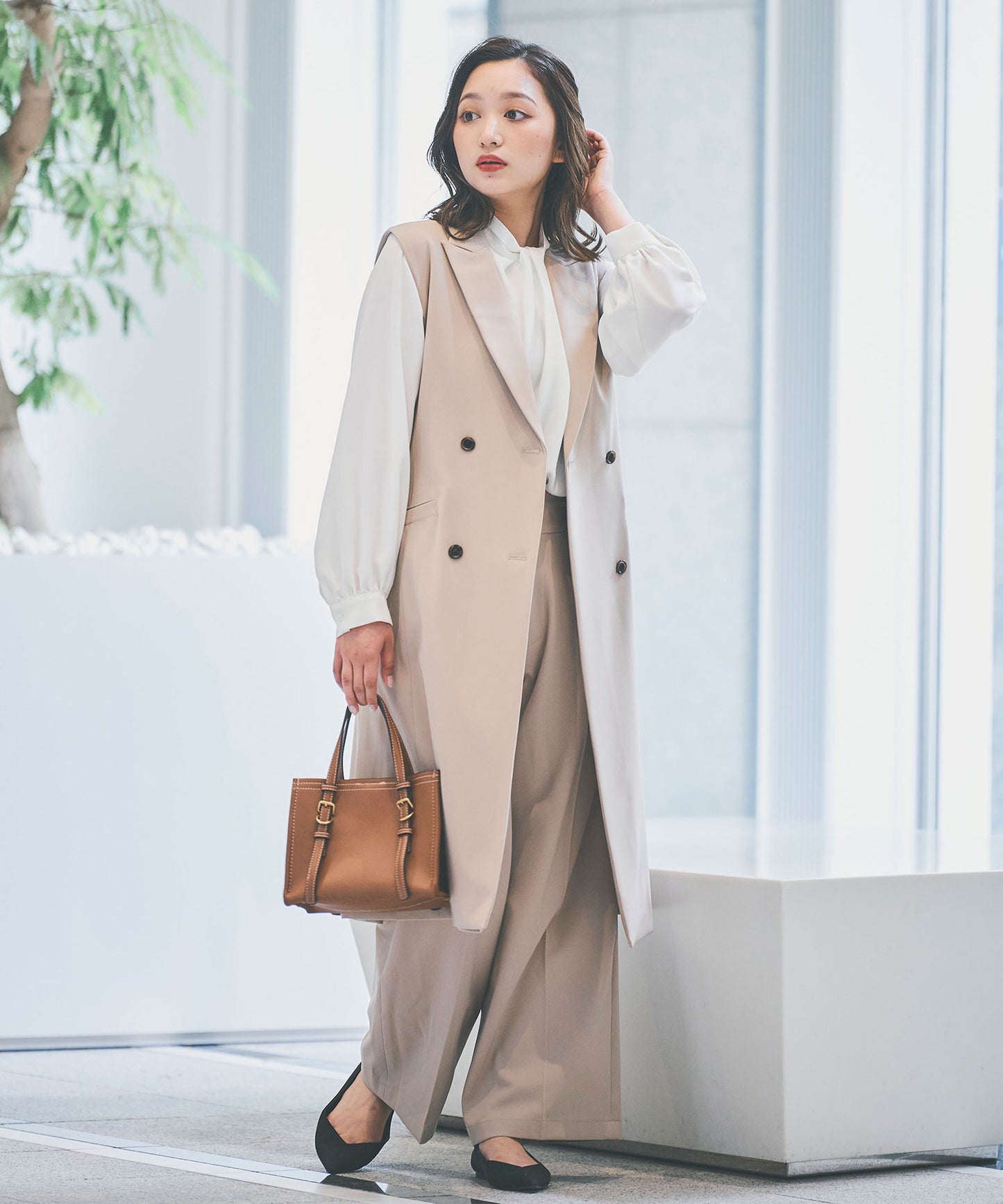 《予約商品 9/19 13:00まで10％OFF》【セット対応】ダブルクロステーラードロングジレ
