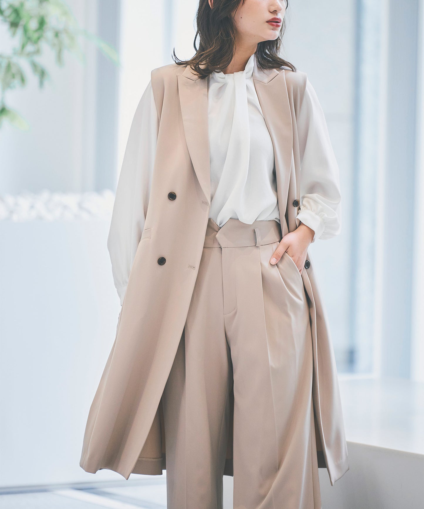 《予約商品 9/17 13:00まで10％OFF》【セット対応】ダブルクロステーラードロングジレ