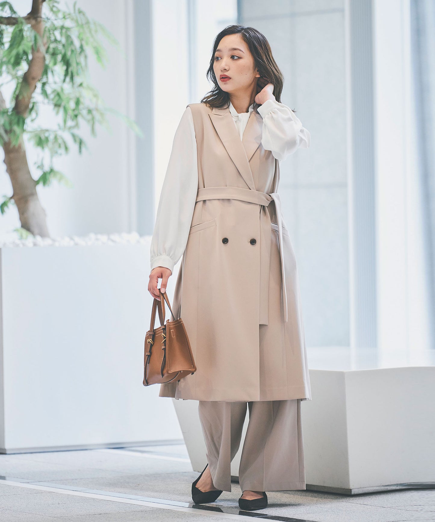 《予約商品 9/19 13:00まで10％OFF》【セット対応】ダブルクロステーラードロングジレ