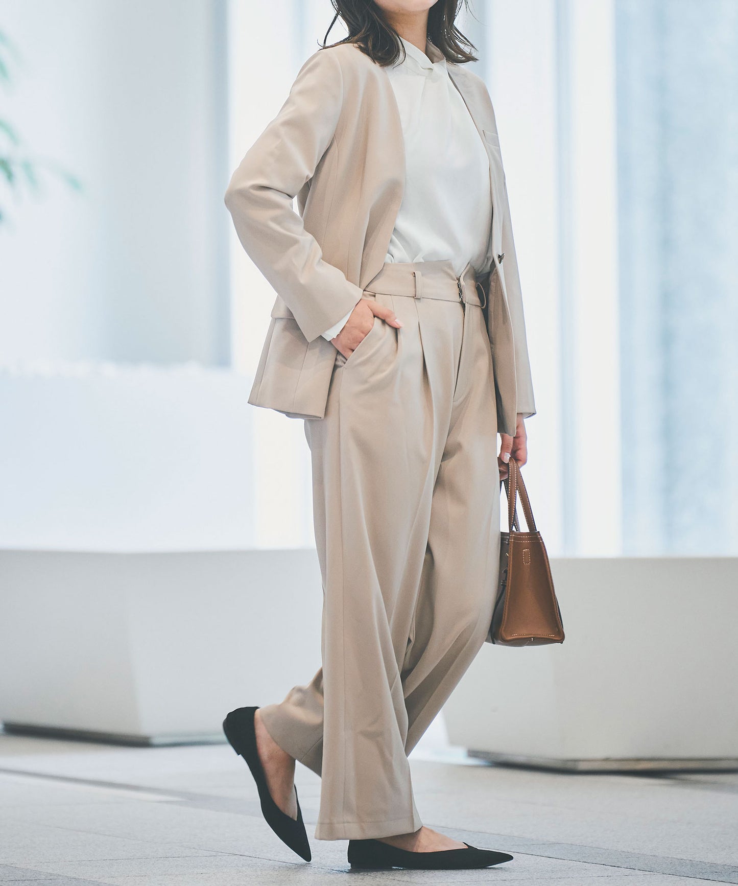 《予約商品  9/19 13:00まで10％OFF》【セット対応】ダブルクロスハイウエストワイドパンツ