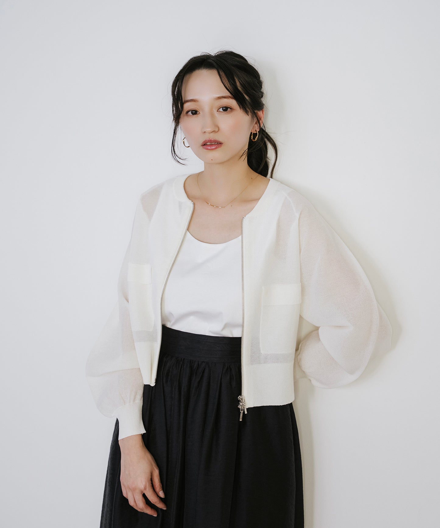 【新色追加】 リネンライクシアーニットブルゾン