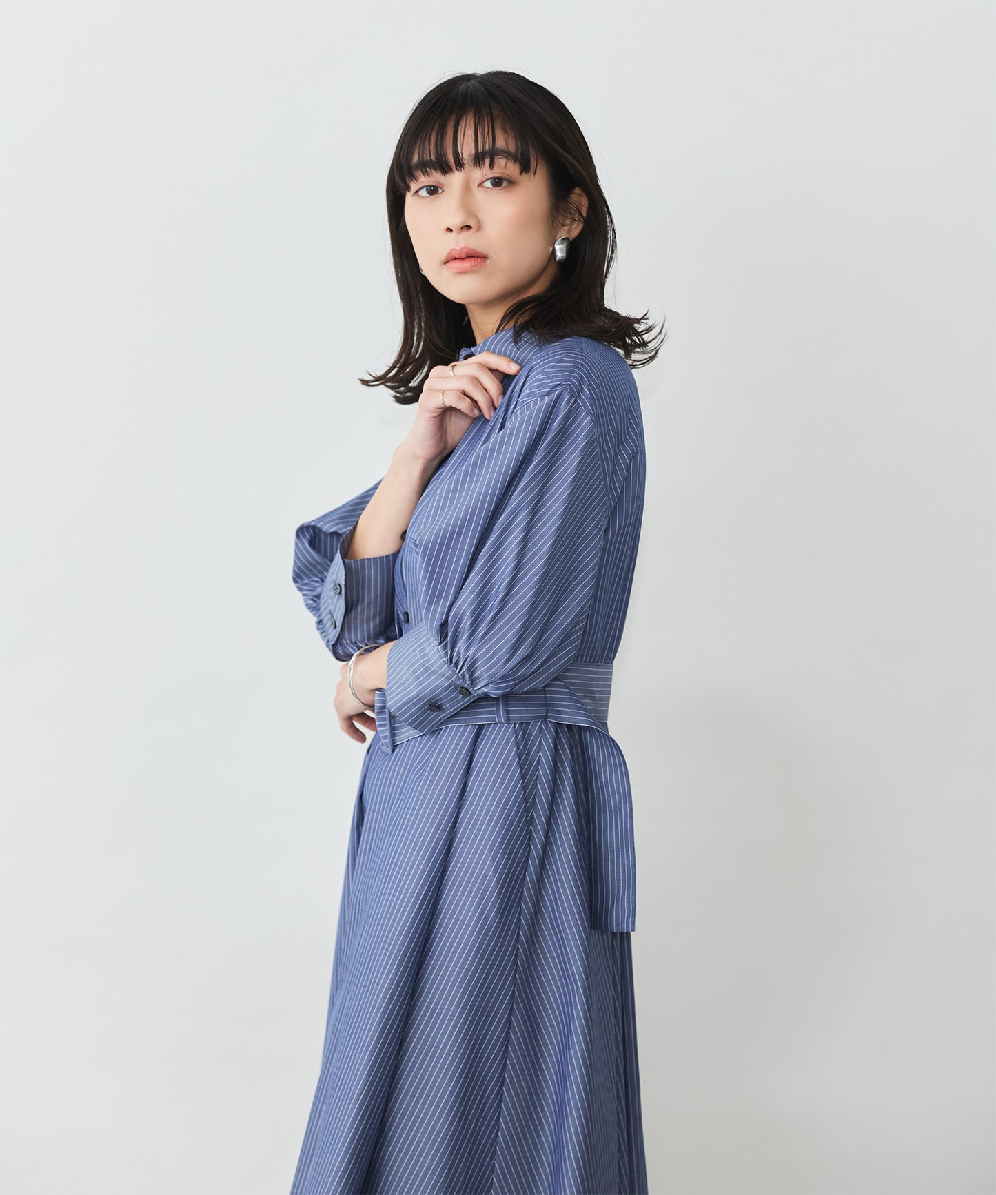ストライプシャツワンピース