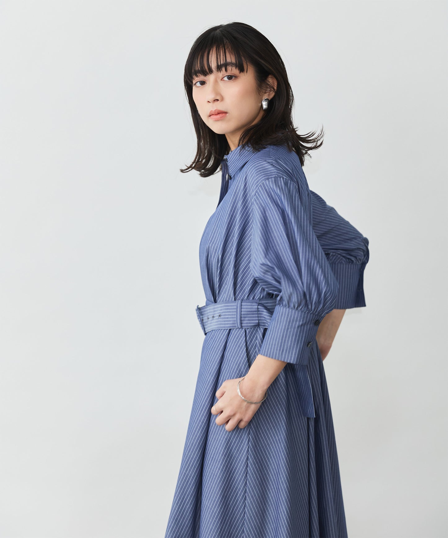 ストライプシャツワンピース