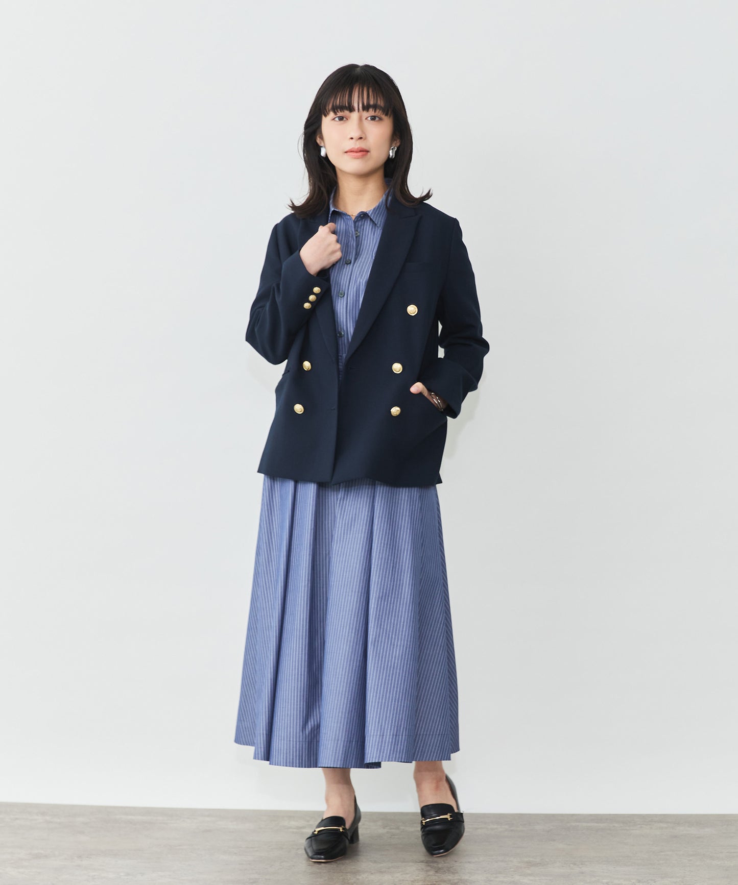 ストライプシャツワンピース
