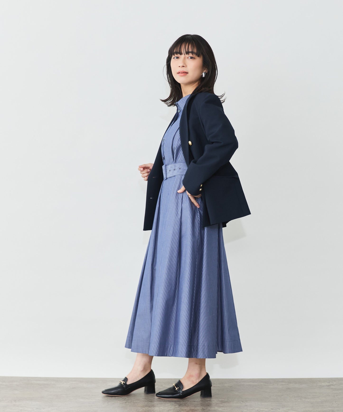 ストライプシャツワンピース