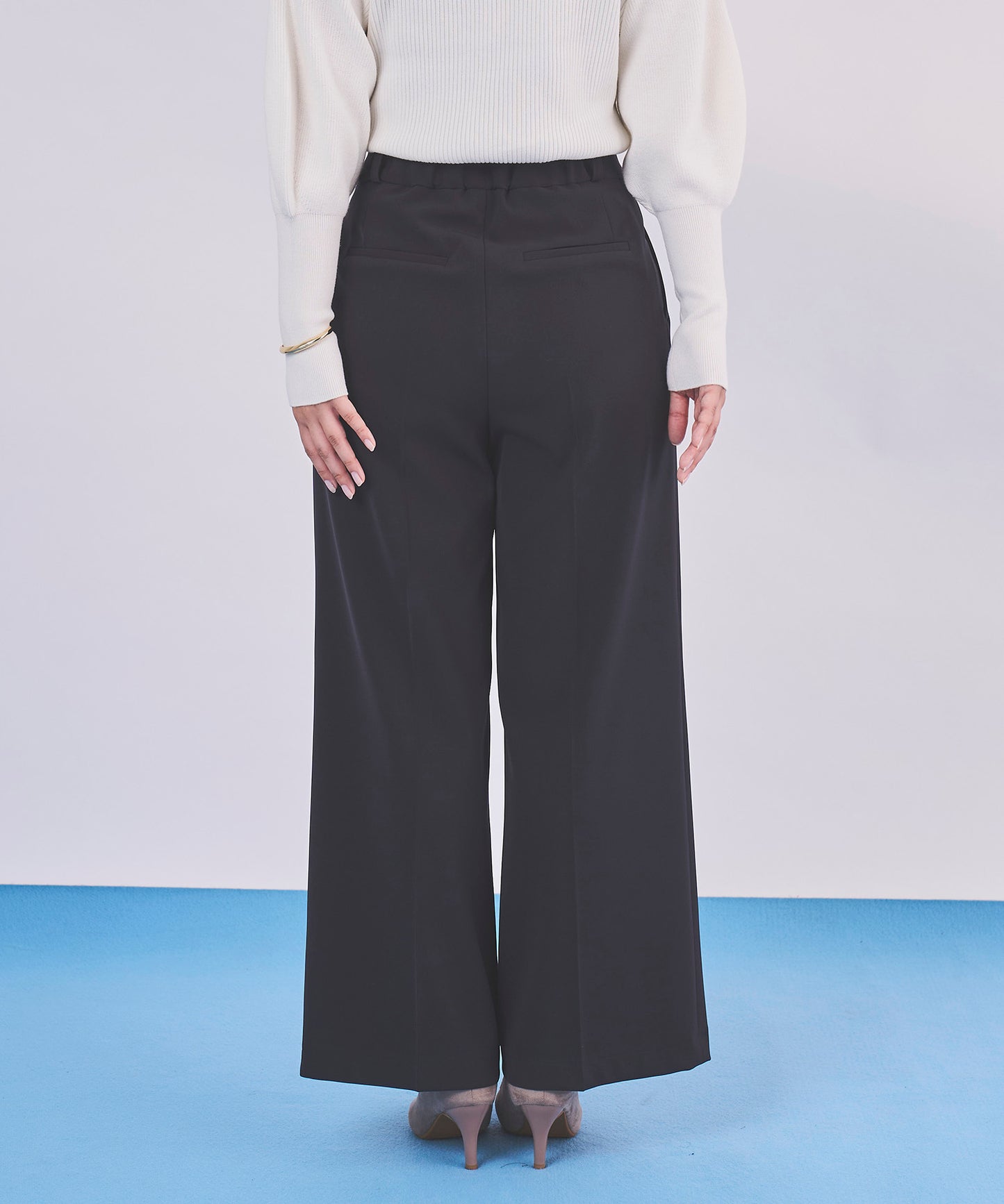 《予約商品  9/17 13:00まで10％OFF》【セット対応】ダブルクロスハイウエストワイドパンツ