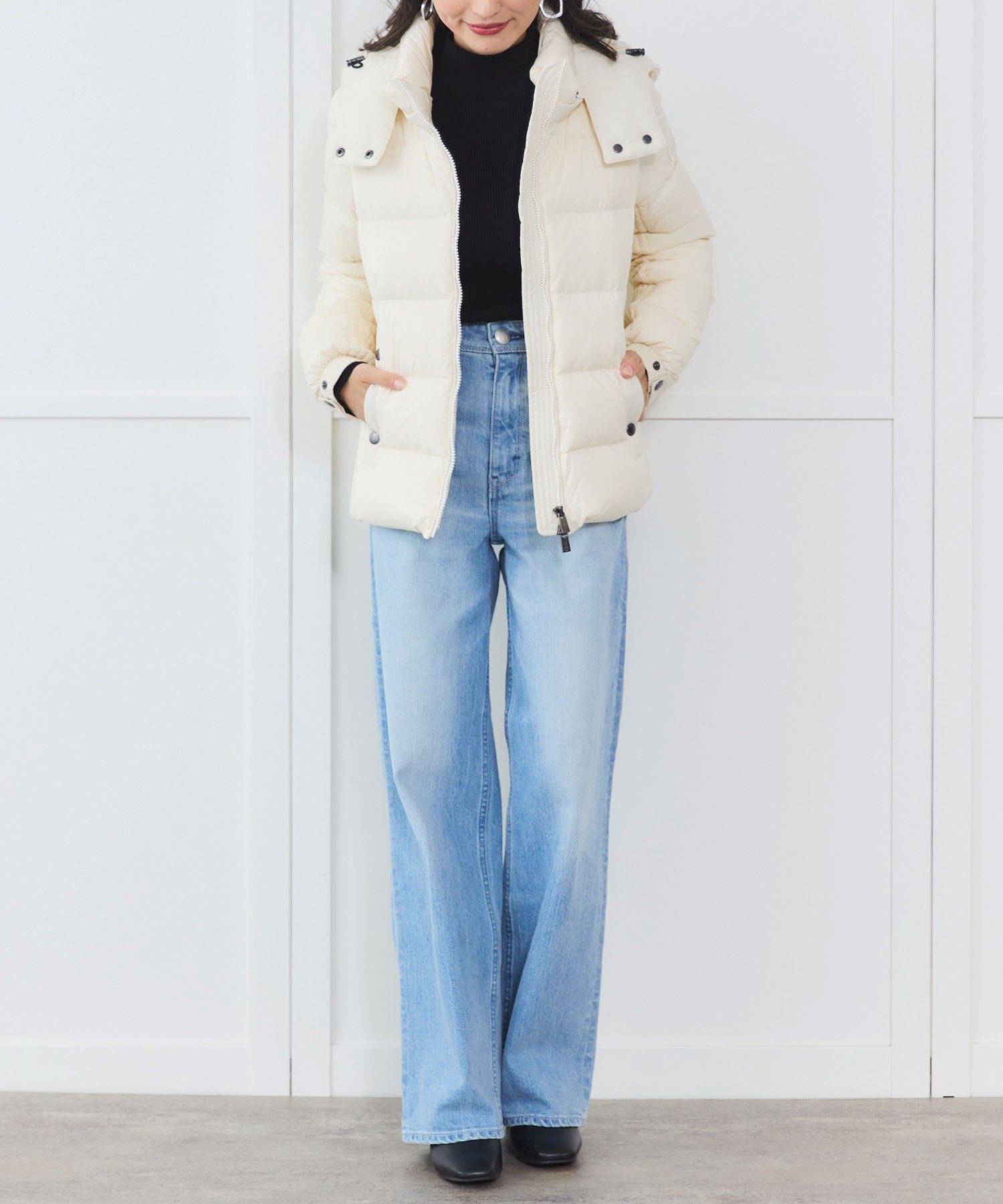 美品！MYLAN 　ダウンジャケット パール色 Myu ダウンコート ダウンジャケット パール付き キルティング