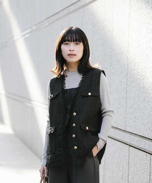 （新色追加）【cahoさんコラボ】 ファニーツイードフリンジジレ