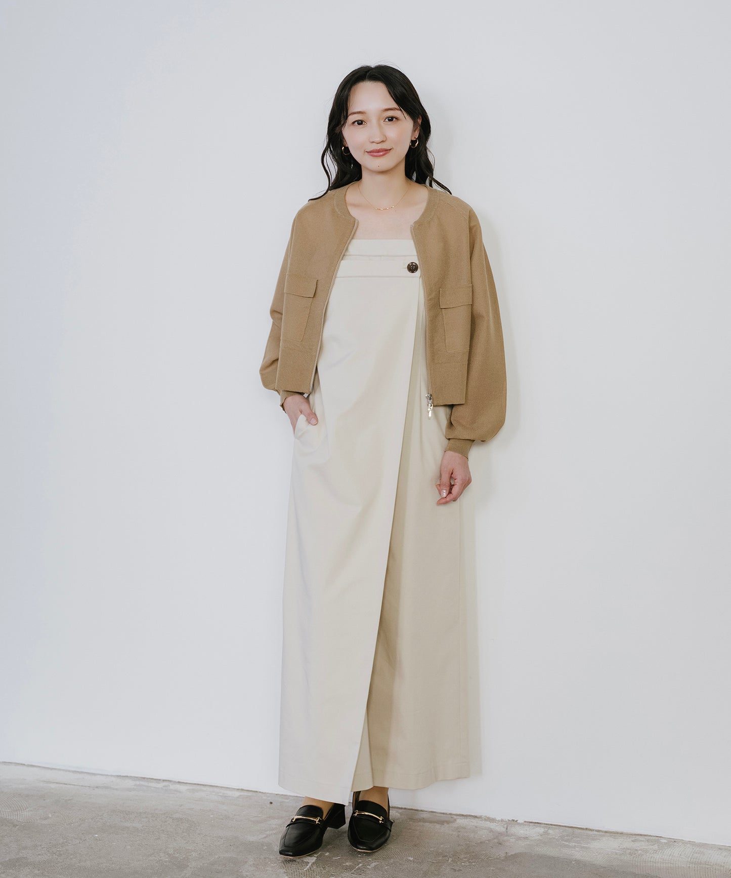 【新色追加】 リネンライクシアーニットブルゾン