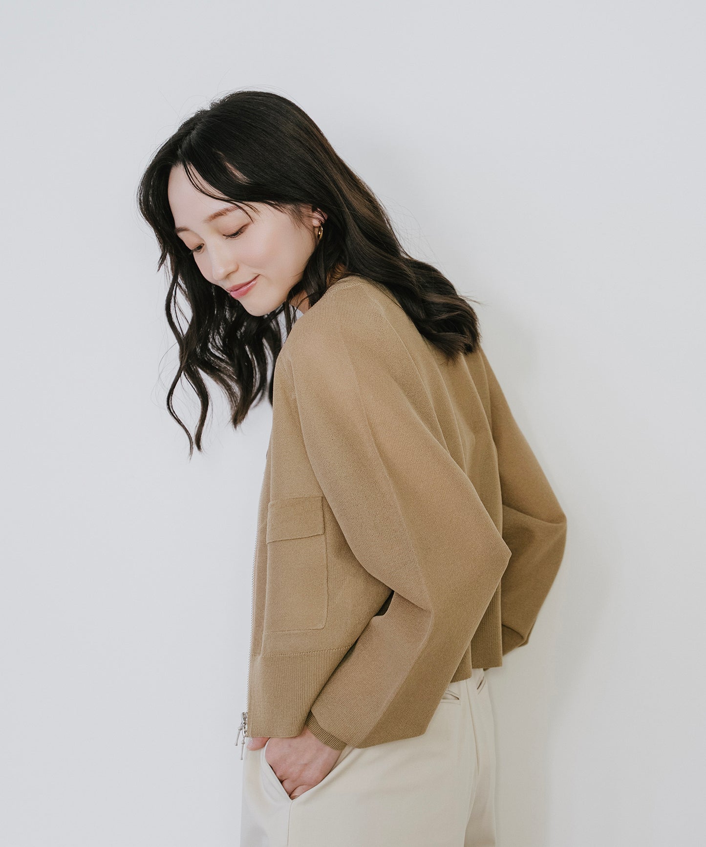 【新色追加】 リネンライクシアーニットブルゾン