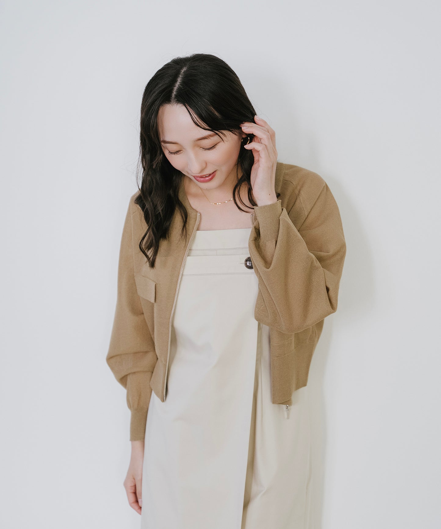 【新色追加】 リネンライクシアーニットブルゾン