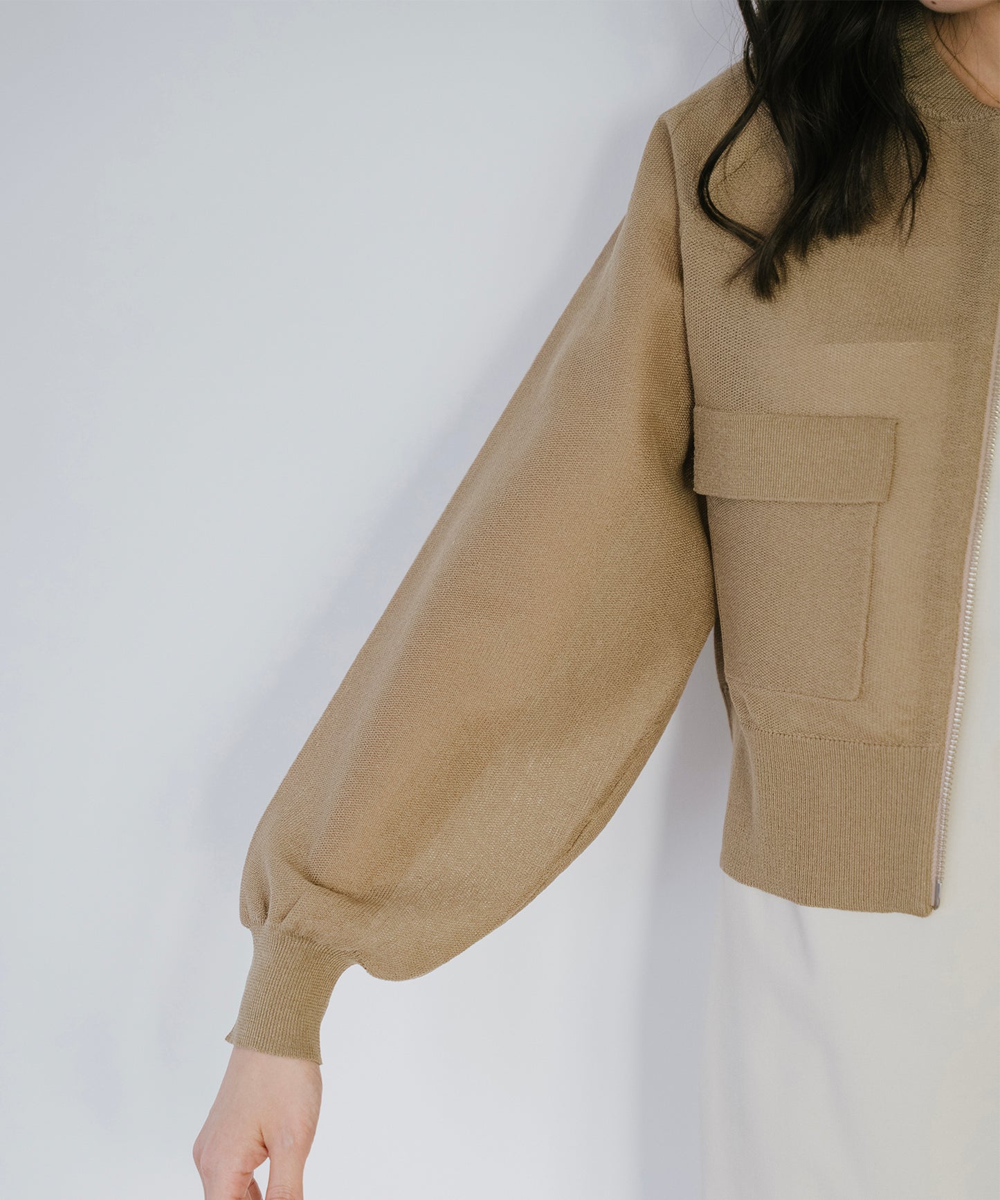 【新色追加】 リネンライクシアーニットブルゾン