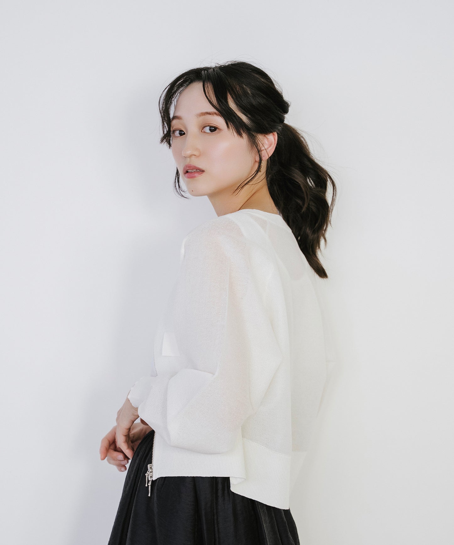 【新色追加】 リネンライクシアーニットブルゾン