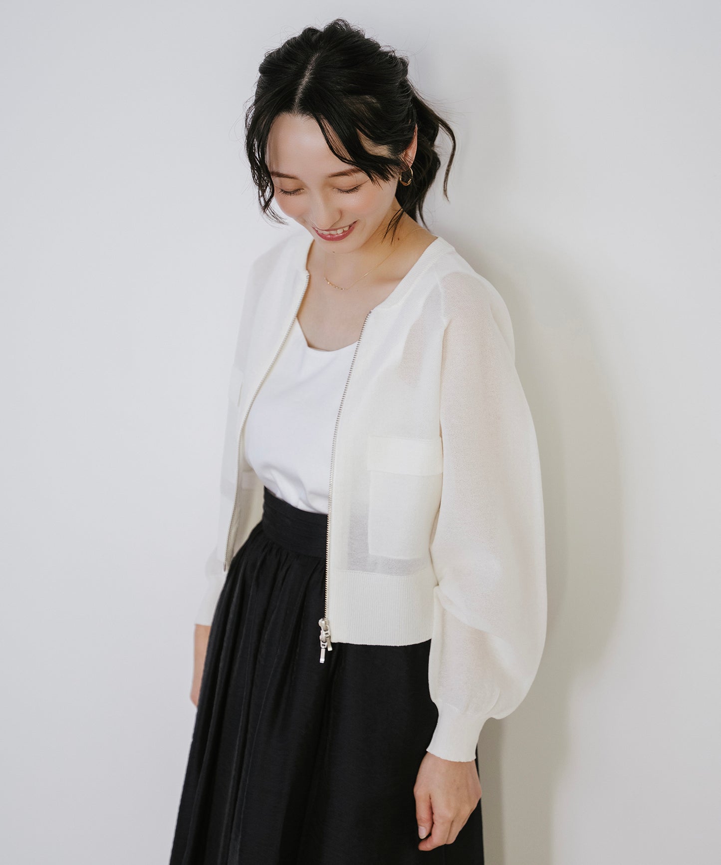 【新色追加】 リネンライクシアーニットブルゾン