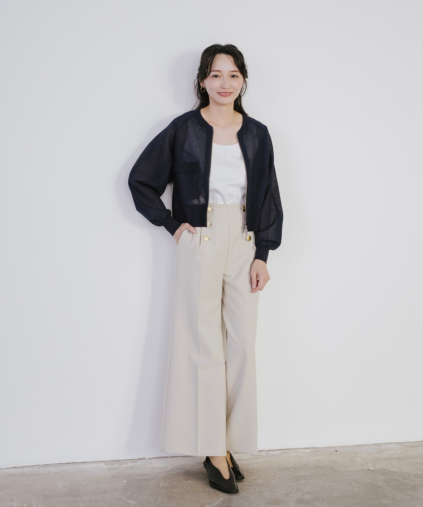 【新色追加】 リネンライクシアーニットブルゾン