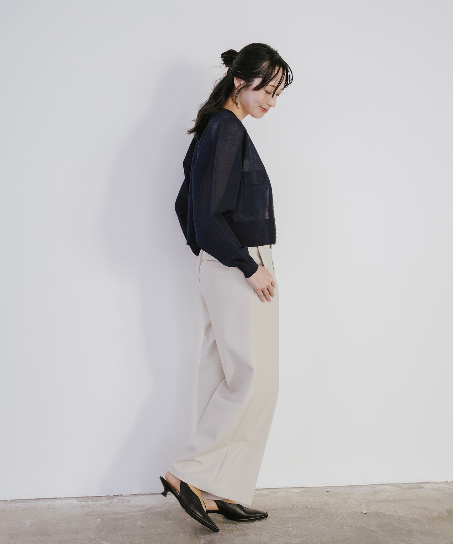 【新色追加】 リネンライクシアーニットブルゾン