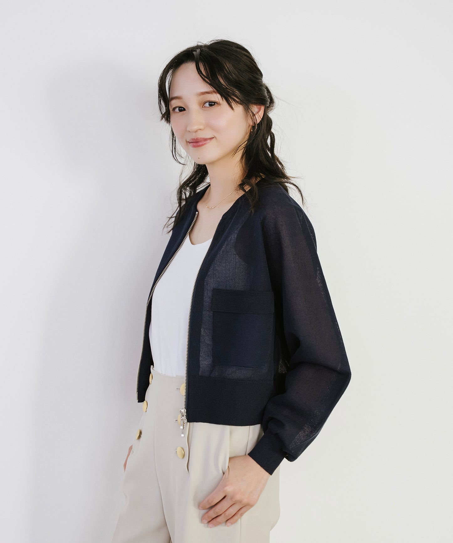 【新色追加】 リネンライクシアーニットブルゾン