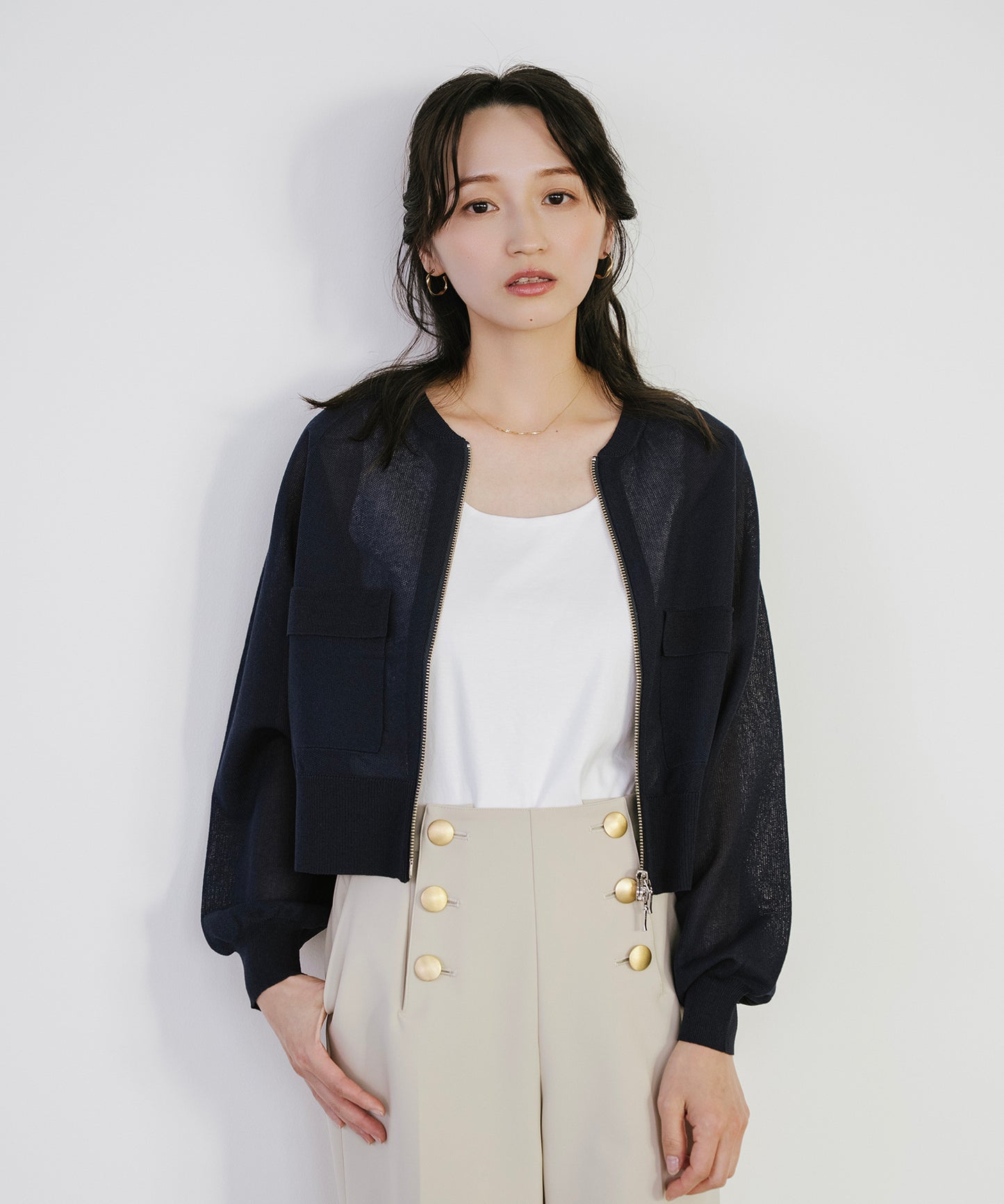 【新色追加】 リネンライクシアーニットブルゾン