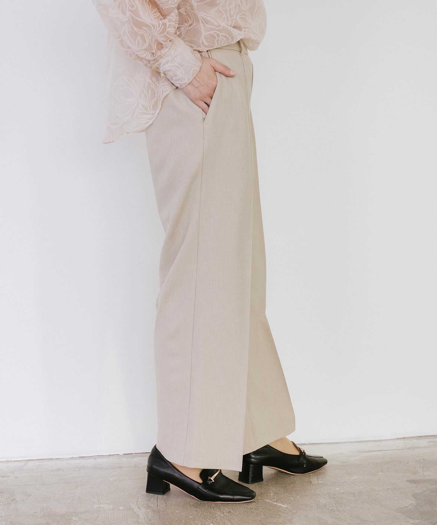 【SET UP可能】リネンライクワイドイージーパンツ