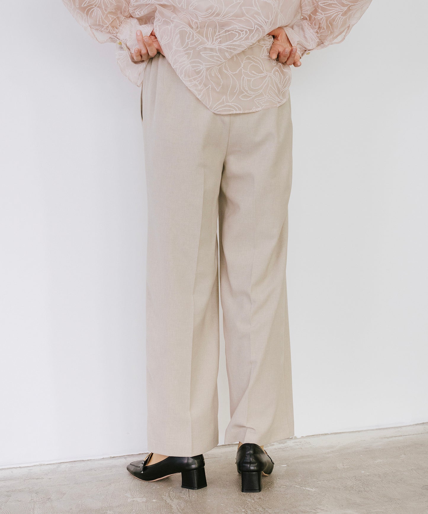 【SET UP可能】リネンライクワイドイージーパンツ