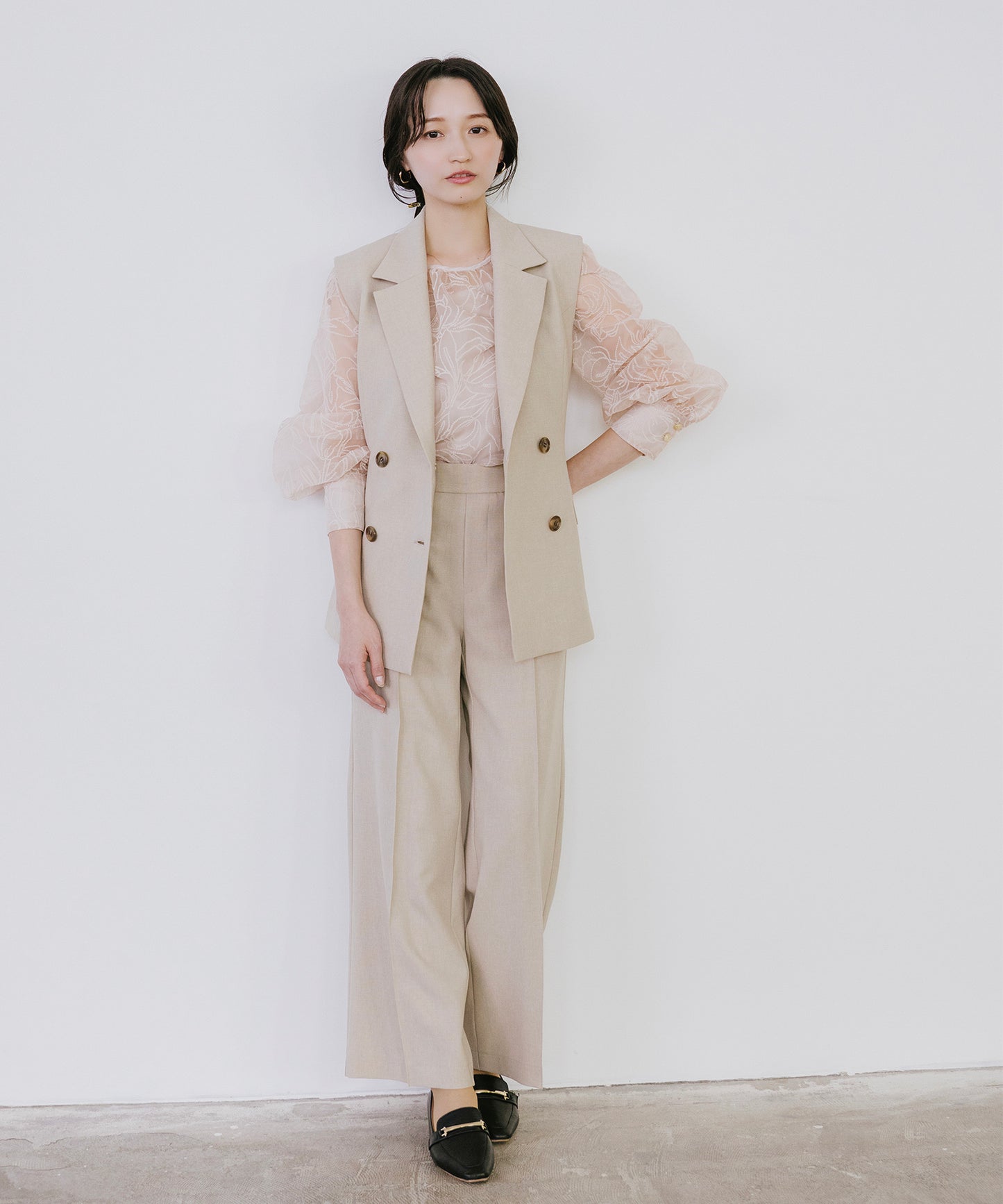 【SET UP可能】リネンライクワイドイージーパンツ