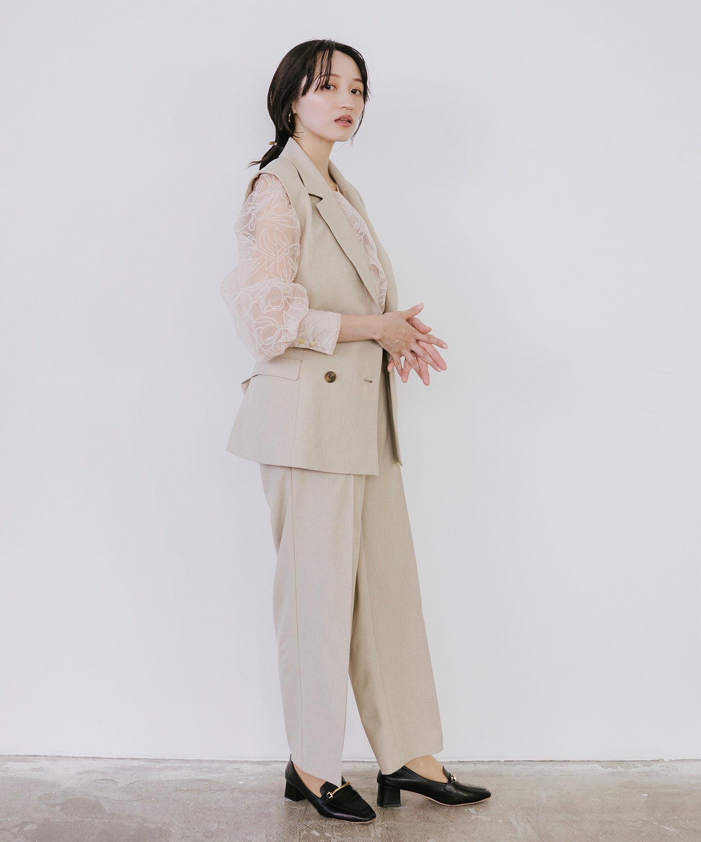 【SET UP可能】リネンライクワイドイージーパンツ