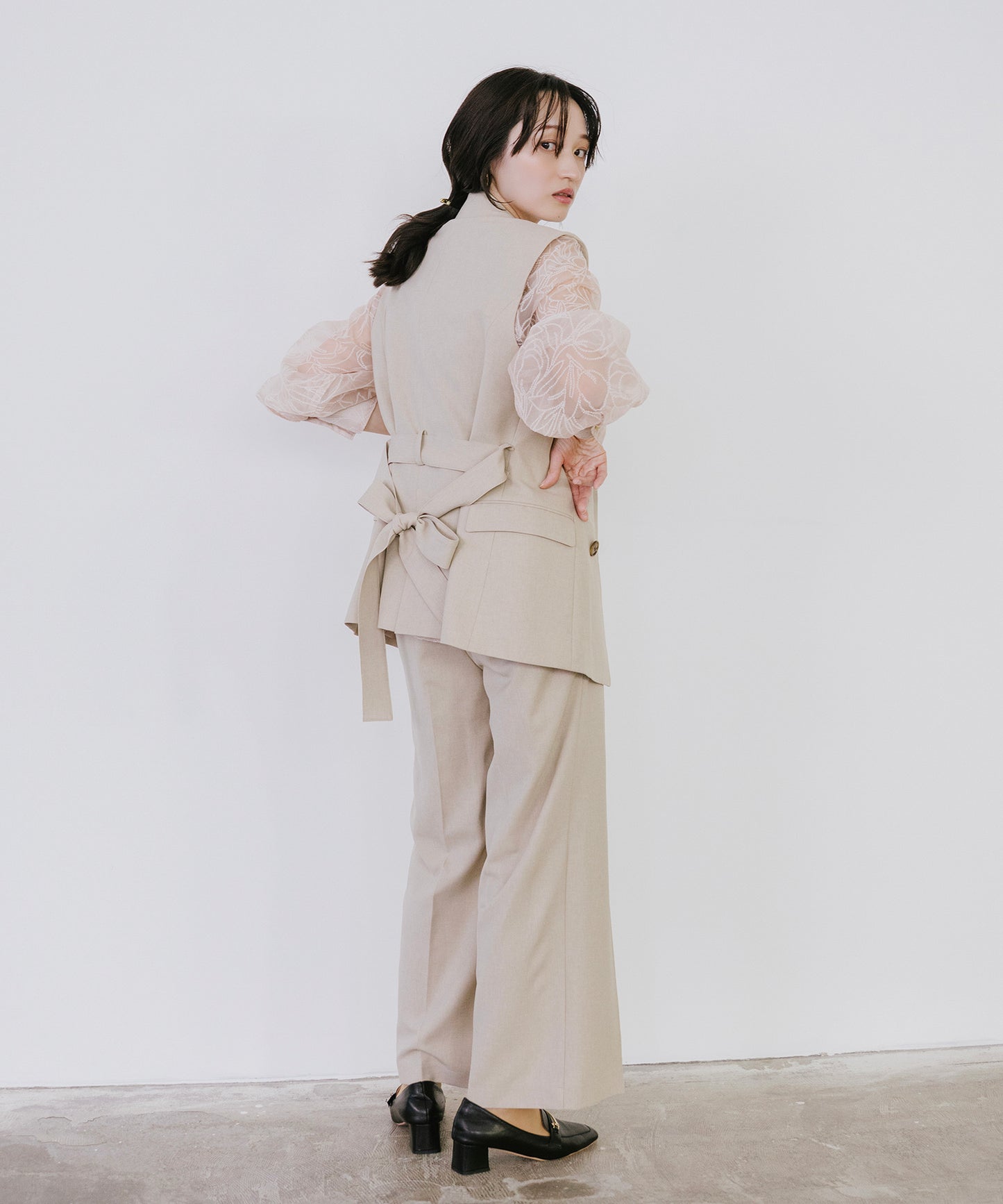 【SET UP可能】リネンライクワイドイージーパンツ