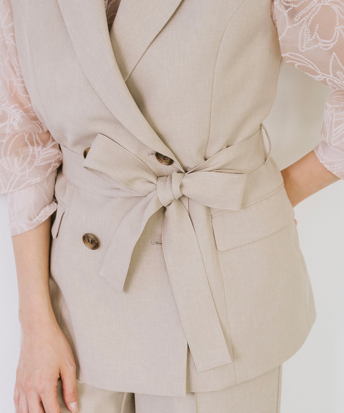 【SET UP可能】ウエストベルトリネンライクジレ