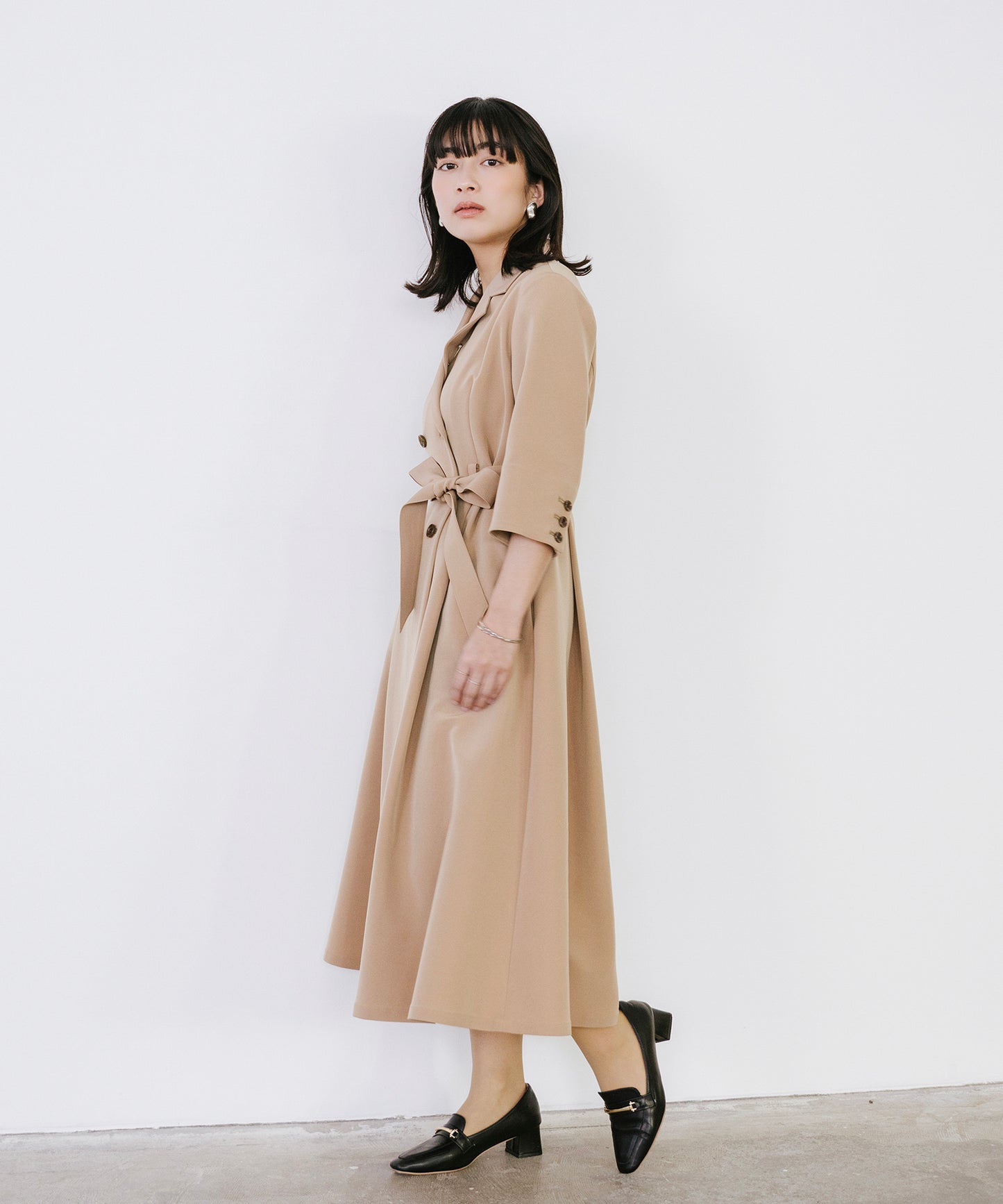 カシュクール7分袖ワンピース