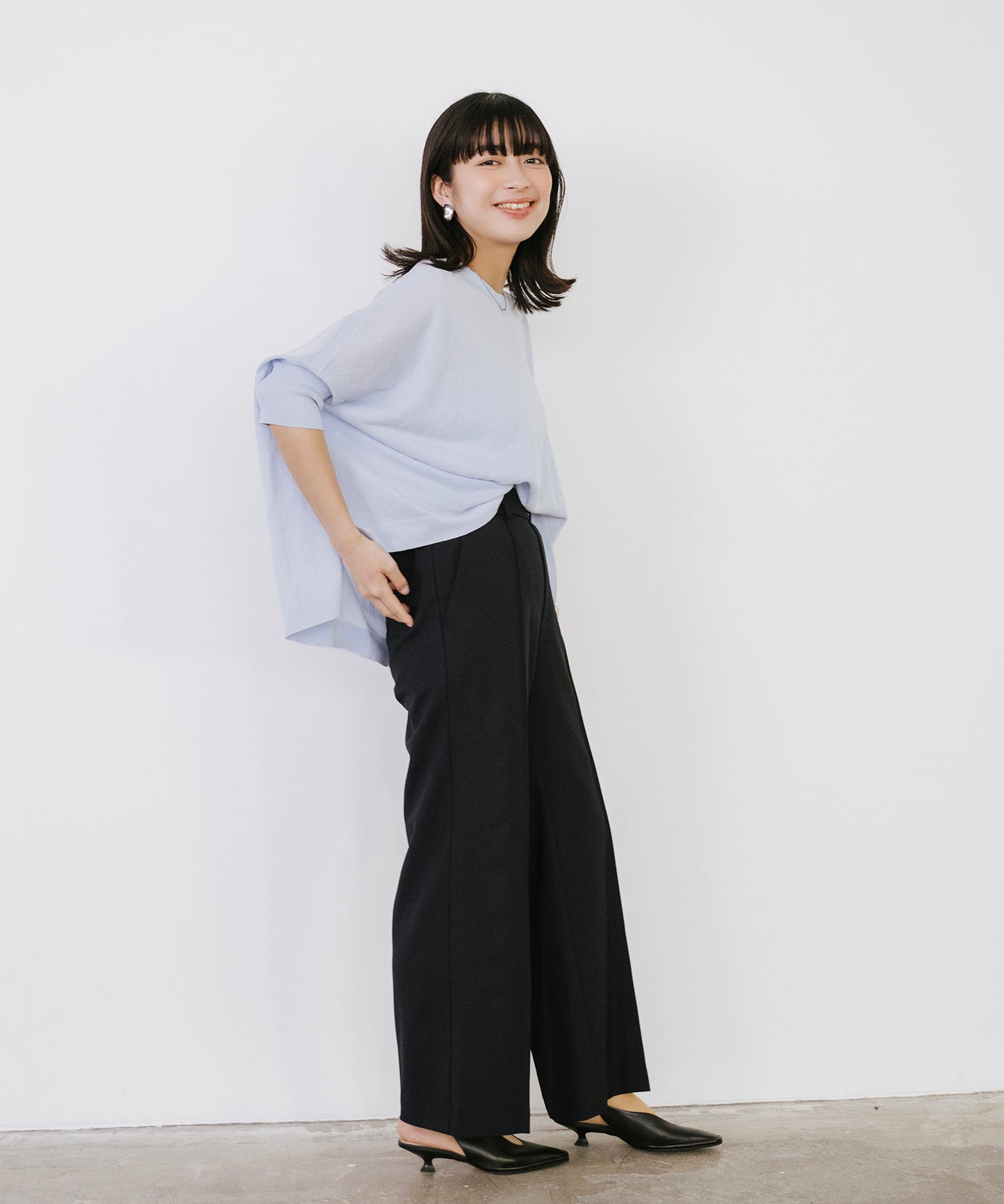 【SET UP可能】リネンライクワイドイージーパンツ