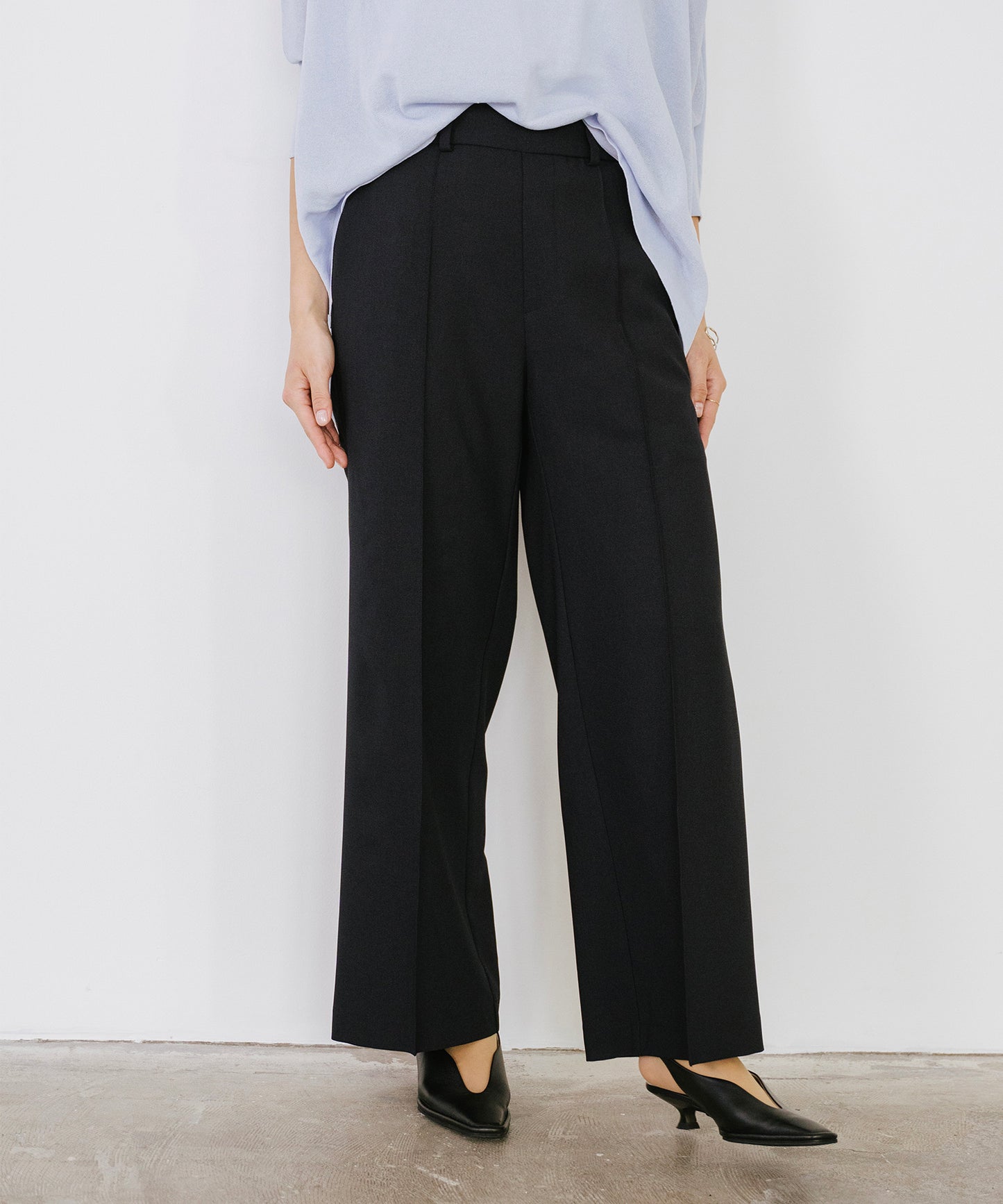 【SET UP可能】リネンライクワイドイージーパンツ