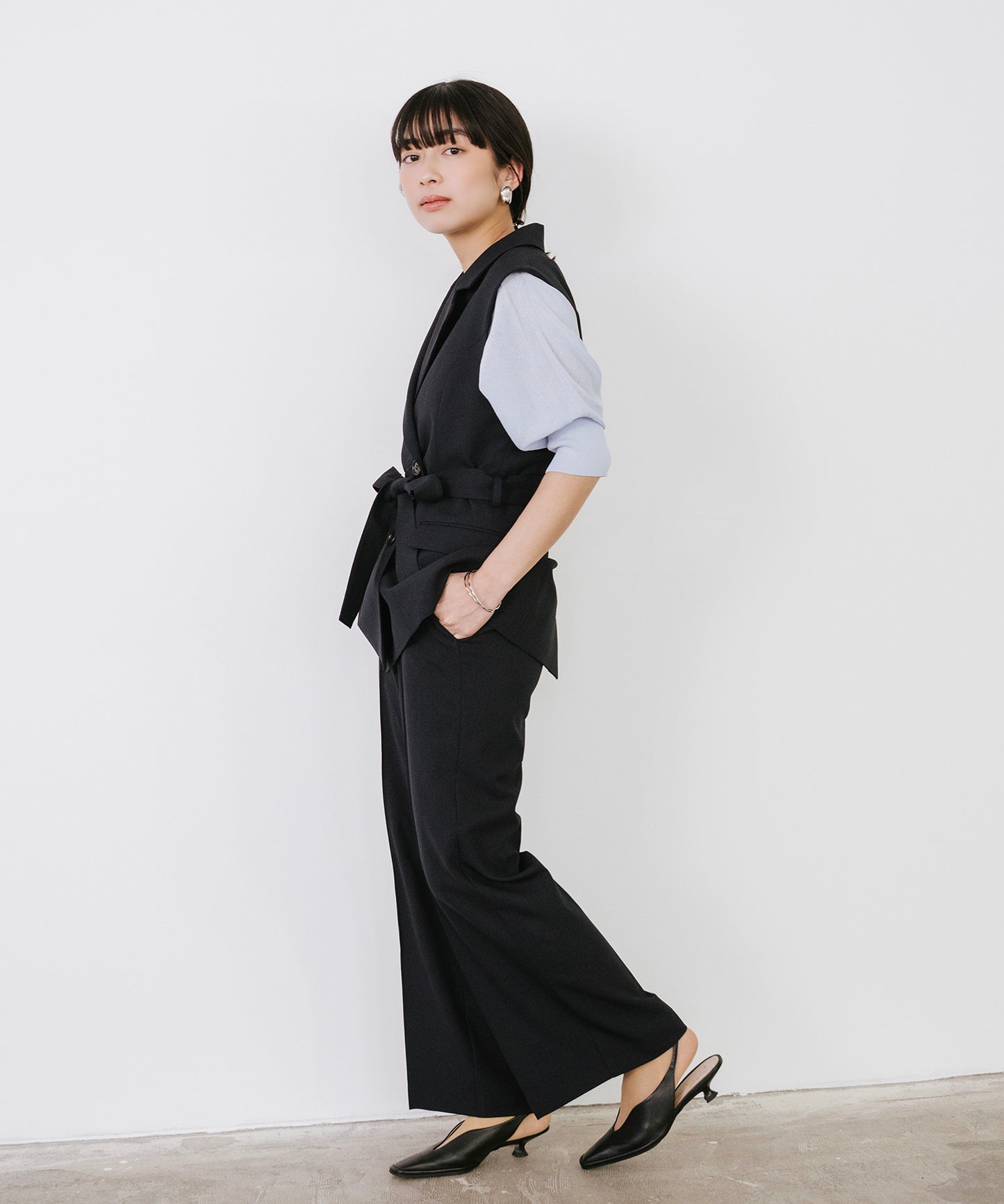 【SET UP可能】リネンライクワイドイージーパンツ