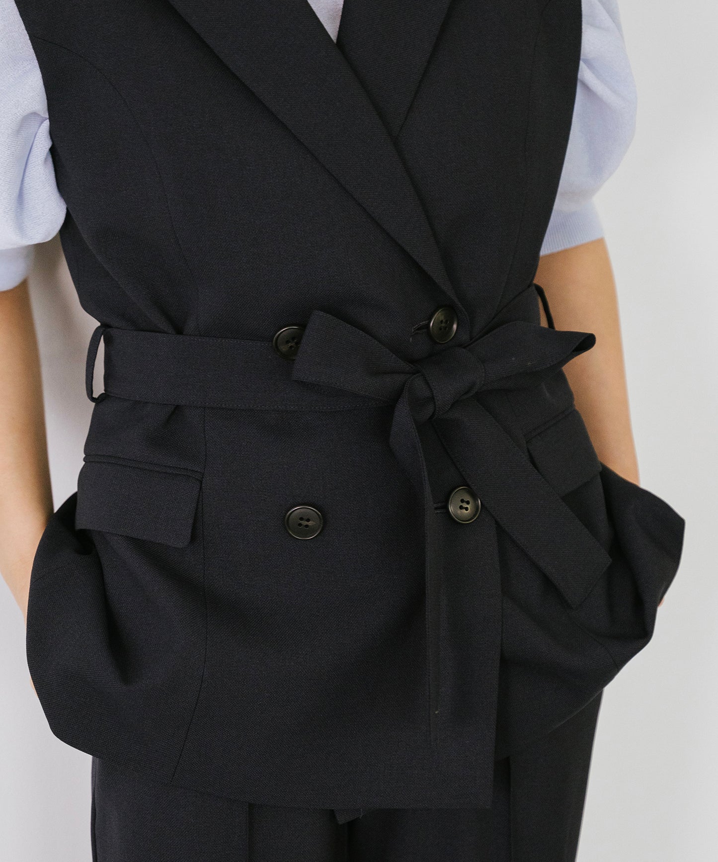 【SET UP可能】ウエストベルトリネンライクジレ