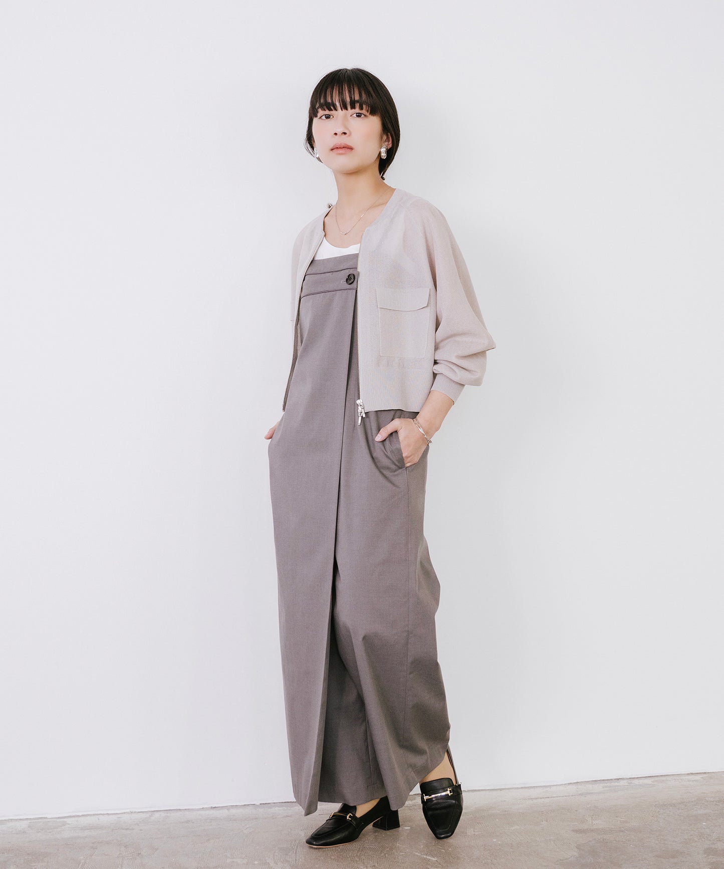 【新色追加】 リネンライクシアーニットブルゾン