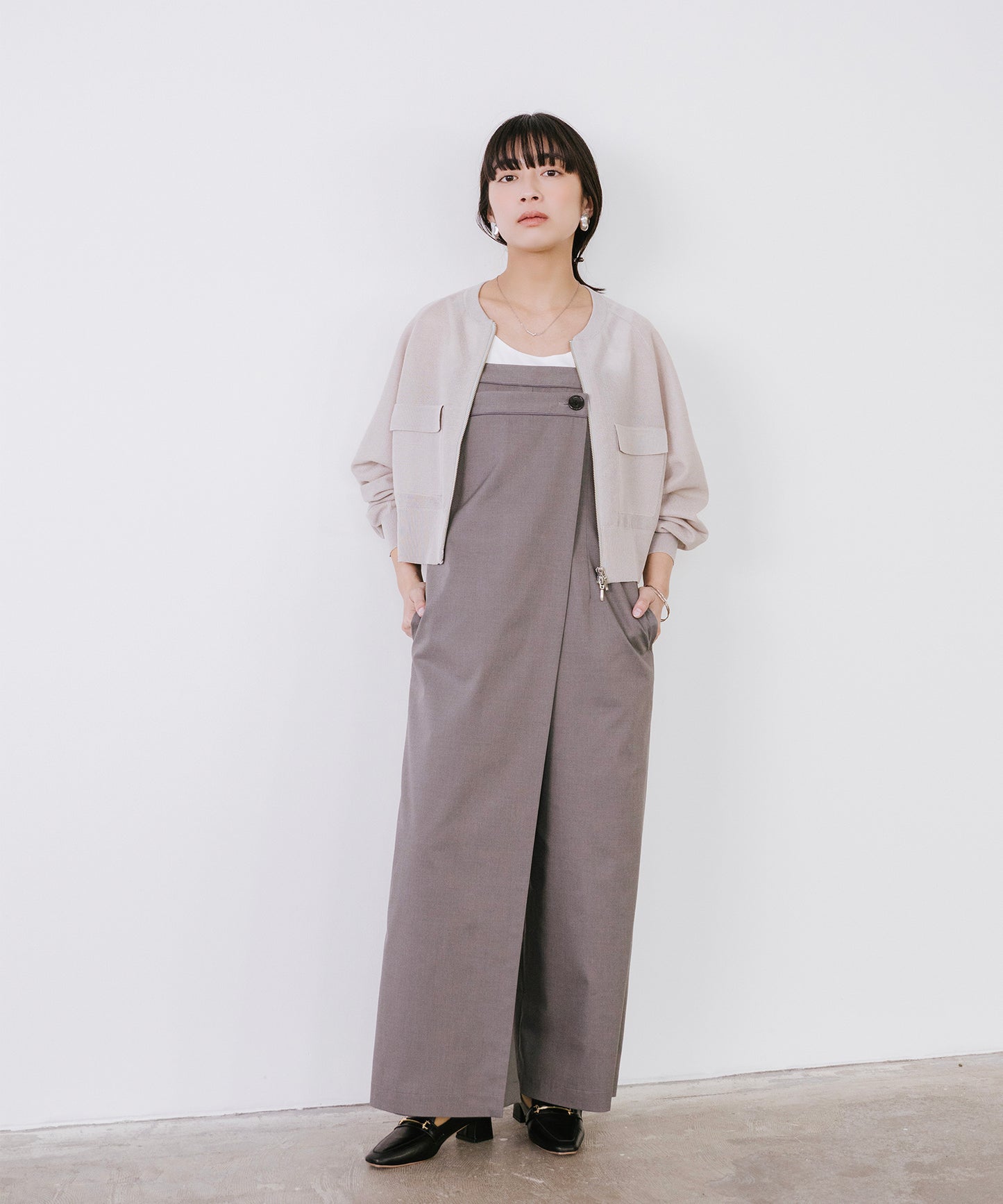 【新色追加】 リネンライクシアーニットブルゾン