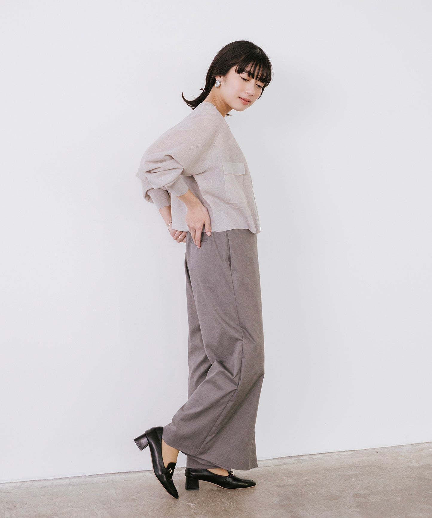 【新色追加】 リネンライクシアーニットブルゾン