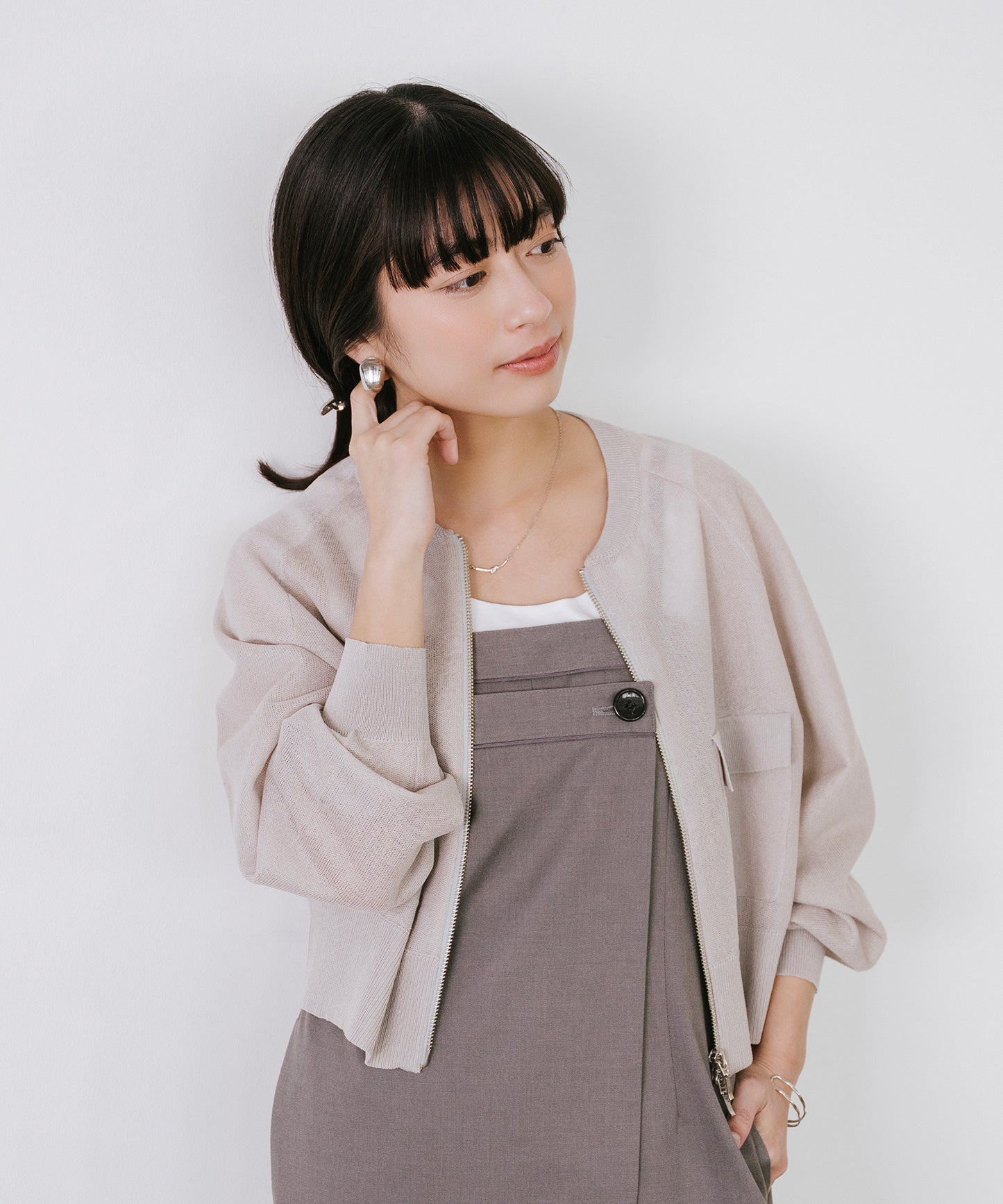 【新色追加】 リネンライクシアーニットブルゾン