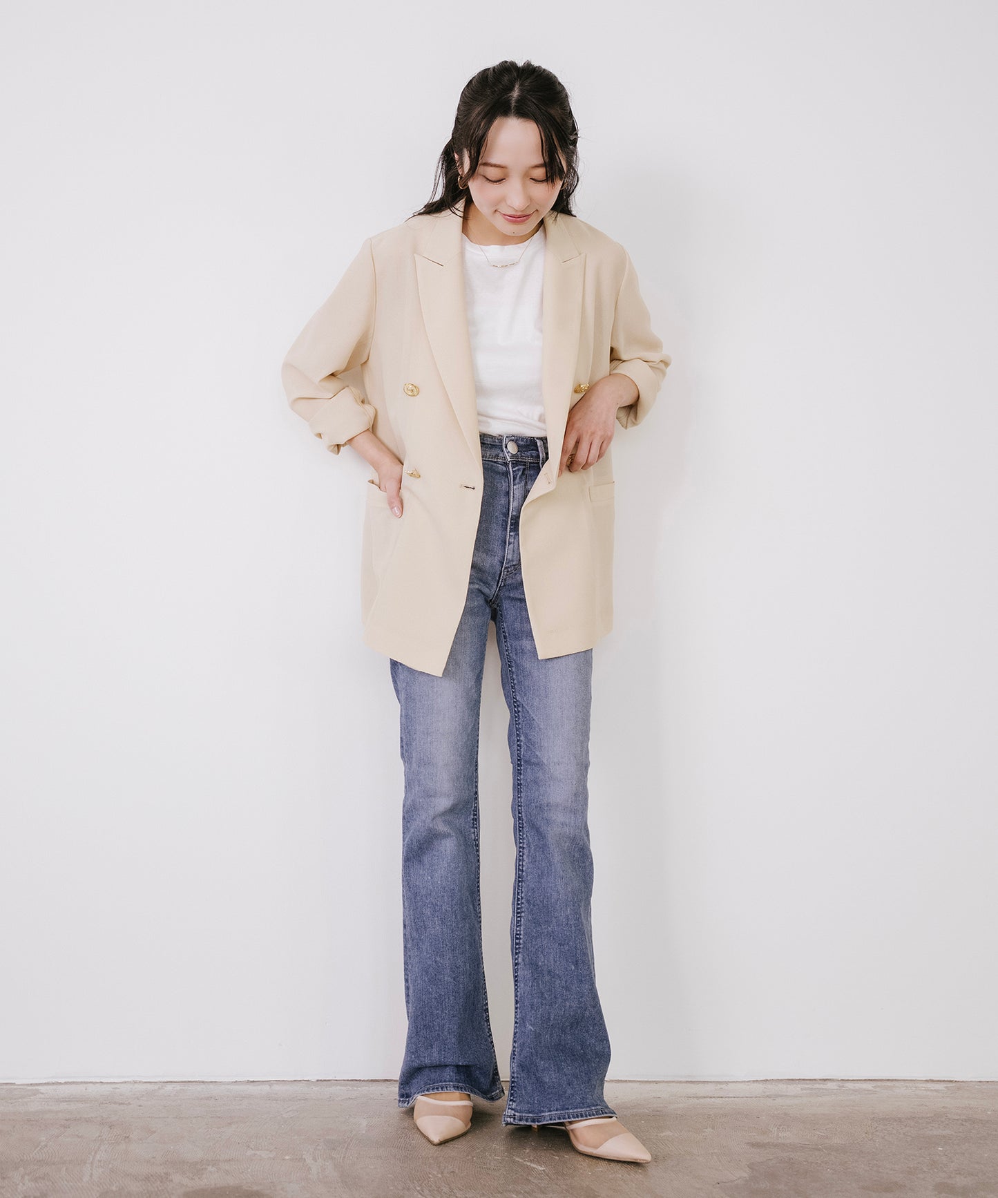 ゴールドボタンメッシュジャケット