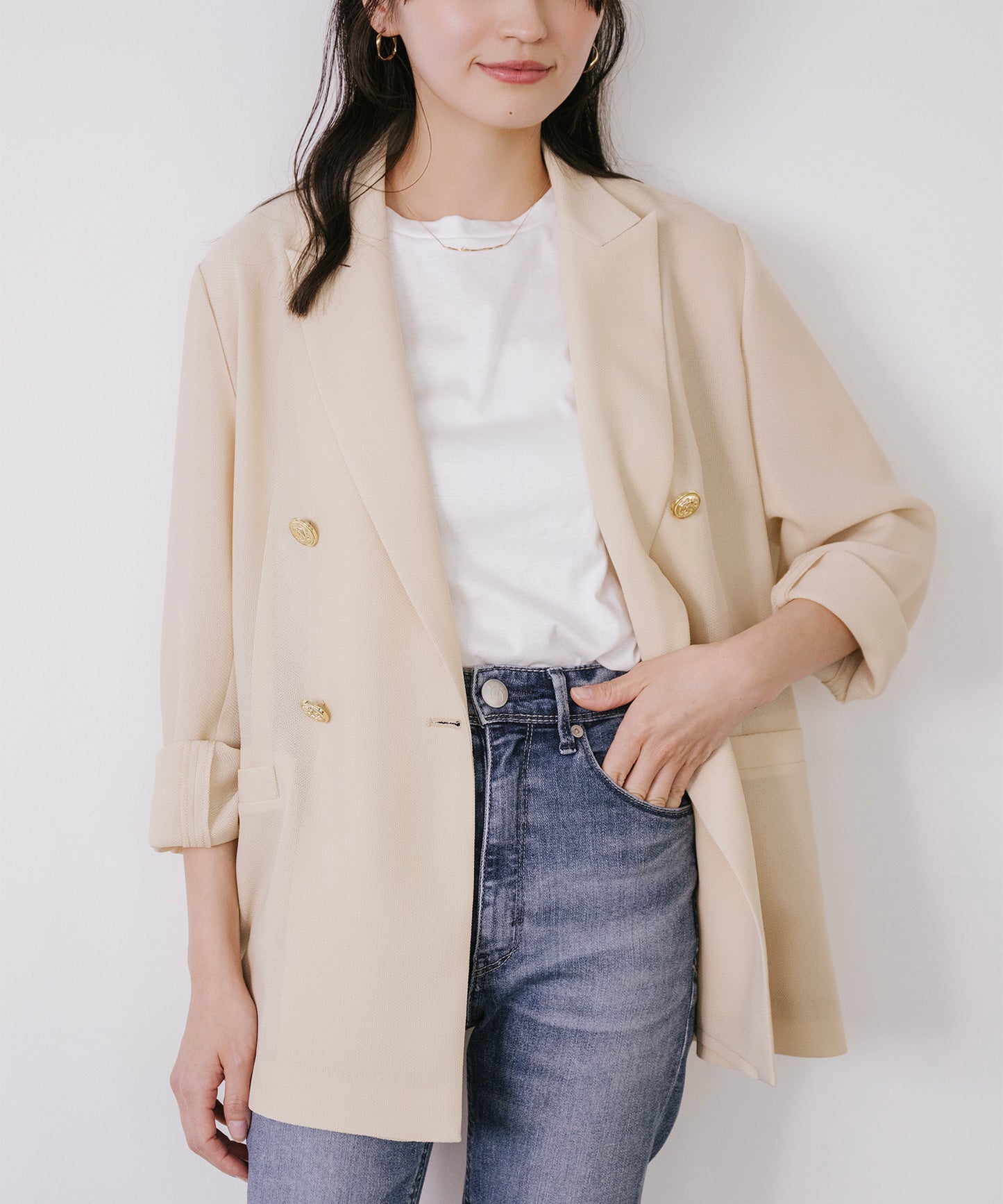 ゴールドボタンメッシュジャケット