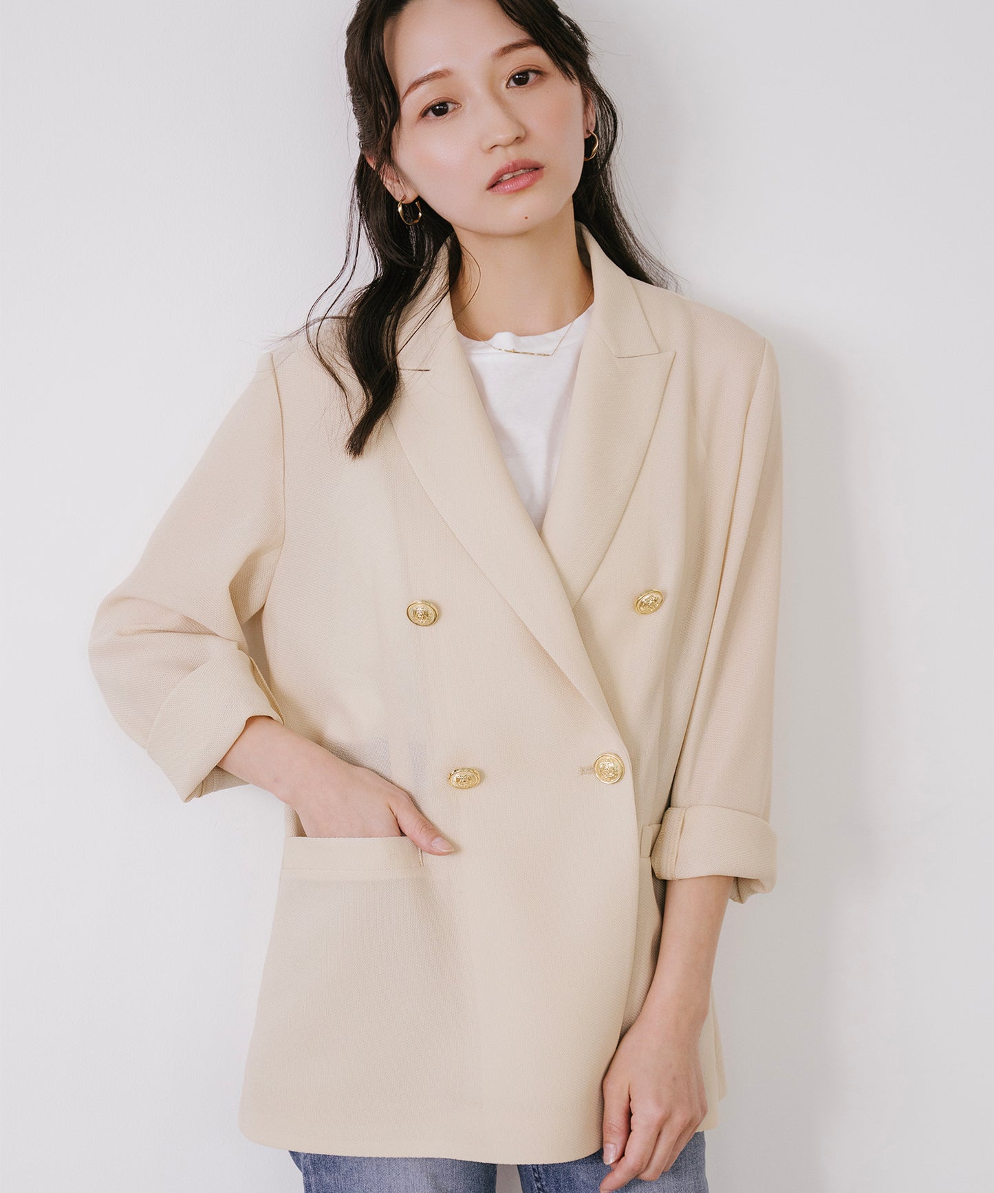 ゴールドボタンメッシュジャケット